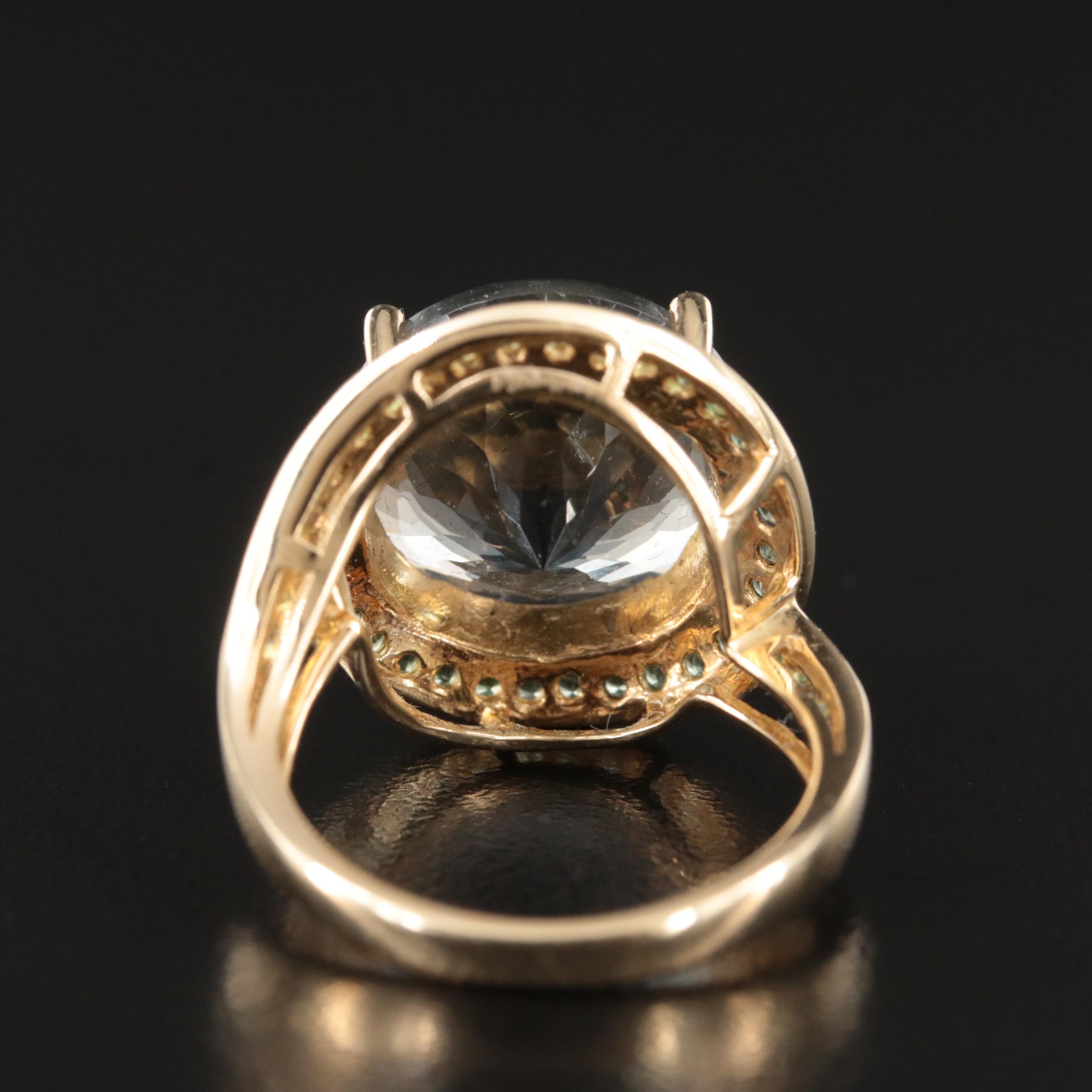 14K Quartz and Diopside Swirl Ring