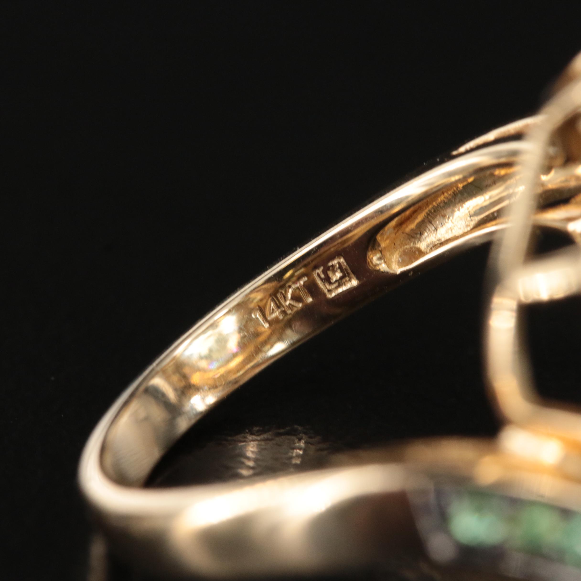 14K Quartz and Diopside Swirl Ring