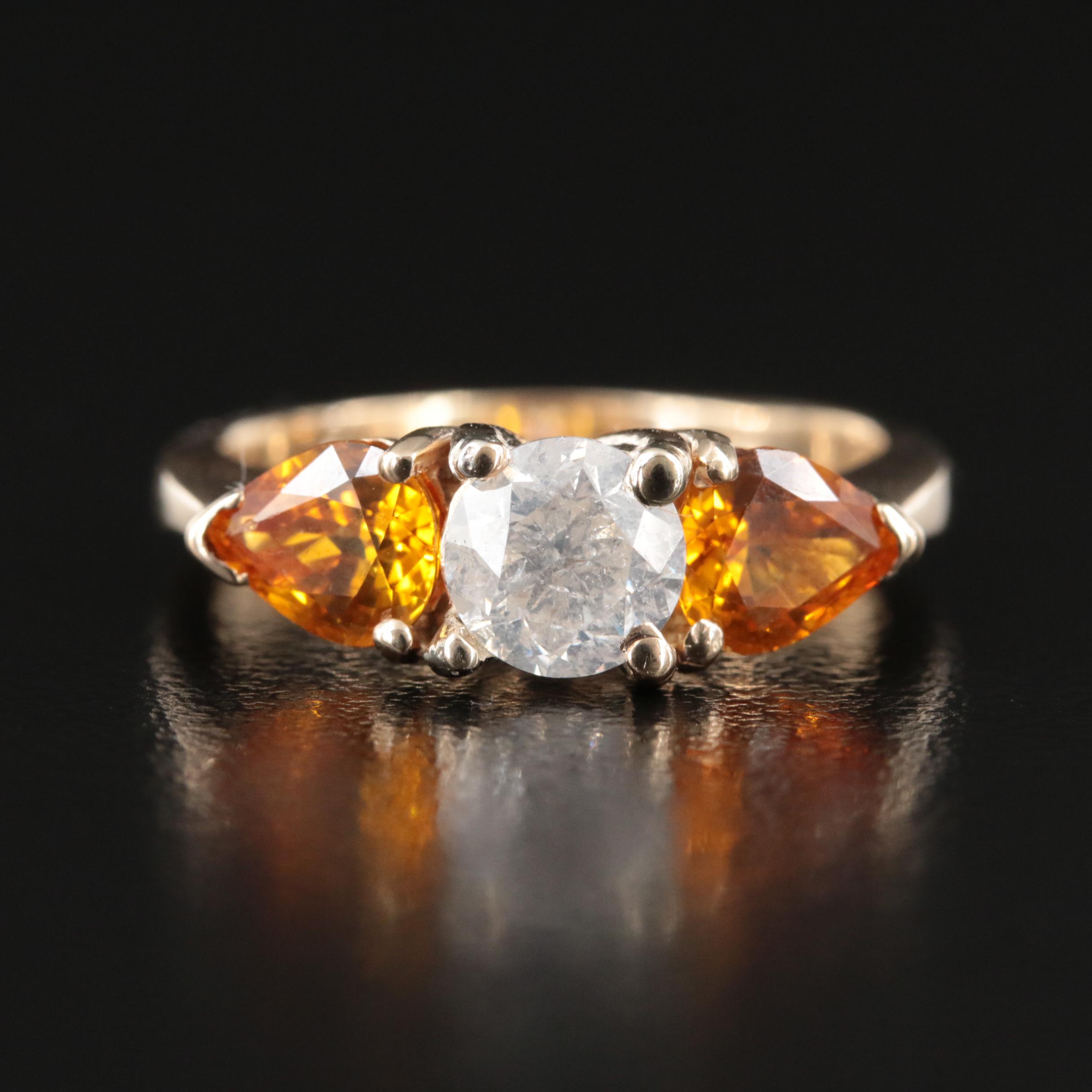 14K Diamond and Sapphire Ring