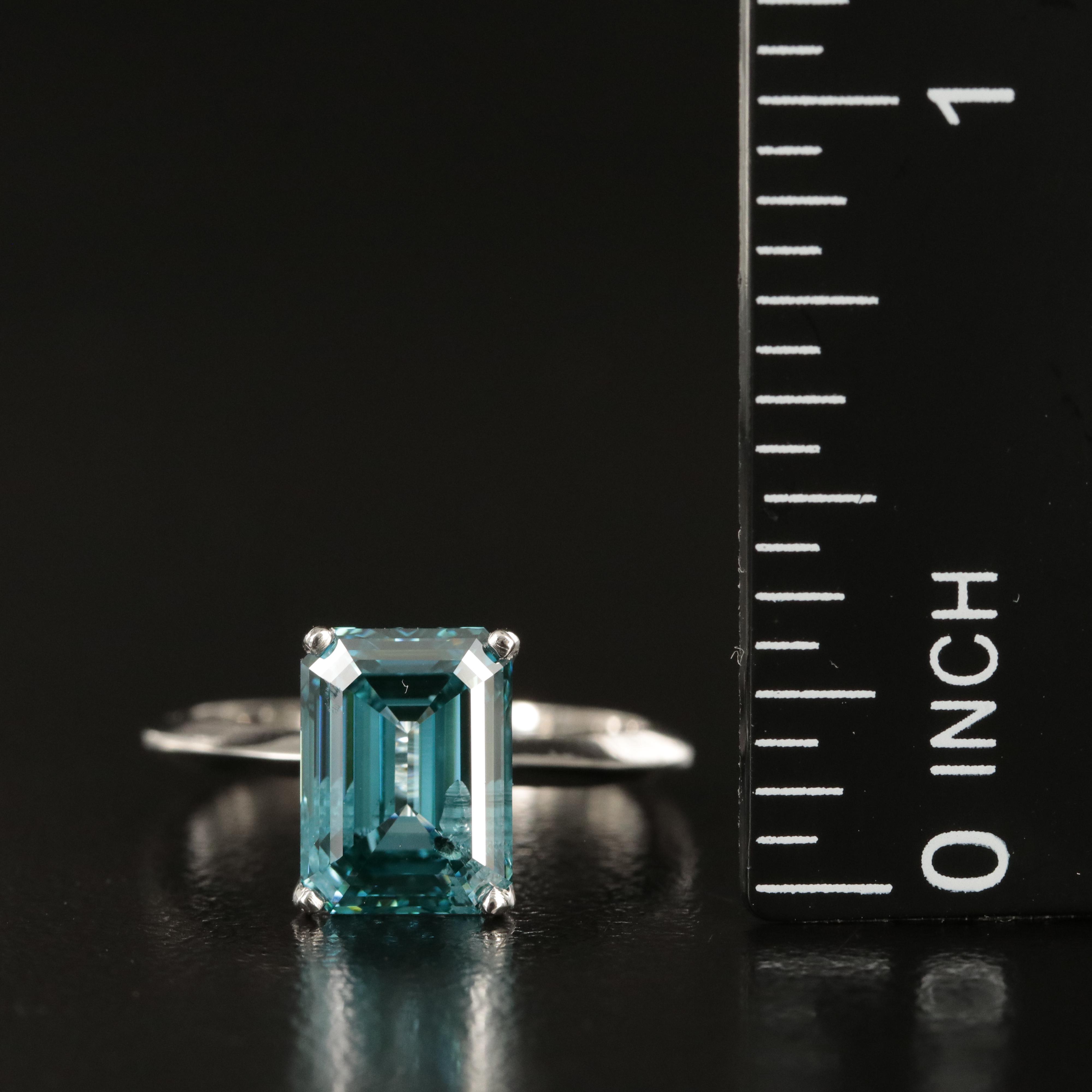 14K 2.80 CT Fancy Intense Blue Diamond Solitaire Ring