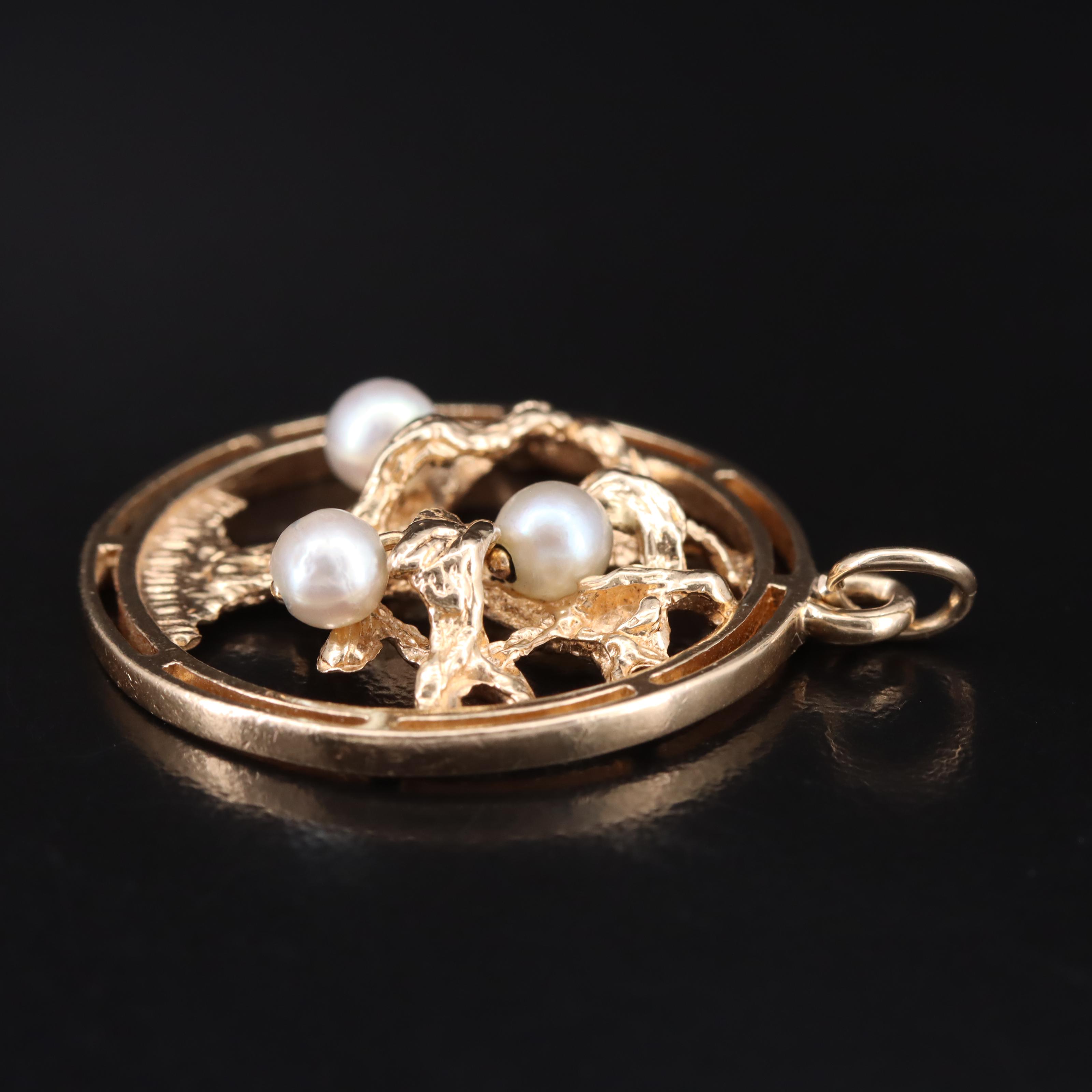 Vintage 14K Pearl Tree of Life Pendant