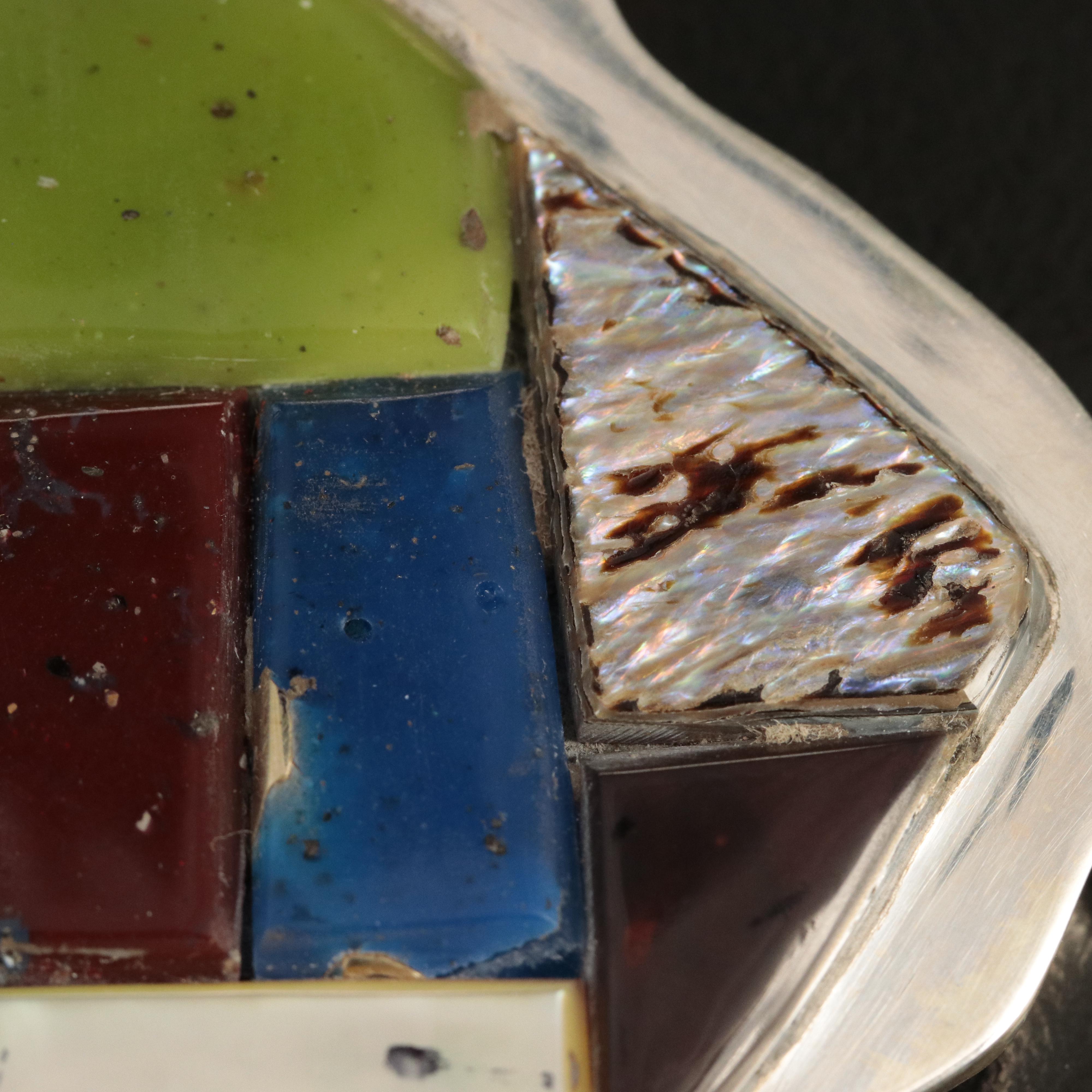 Southwestern Sterling Mother-of-Pearl and Abalone Lion Reversible Inlay Pendant