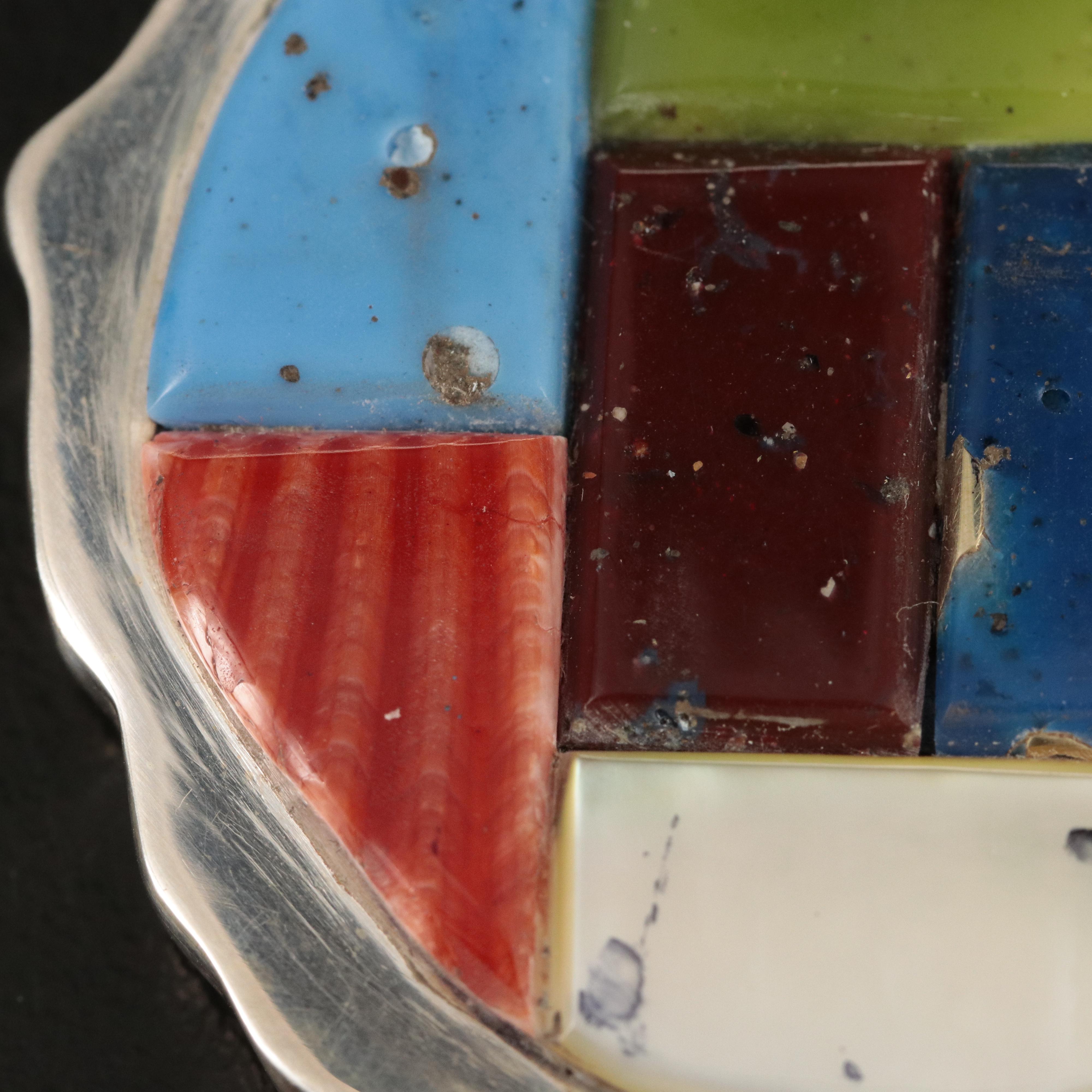 Southwestern Sterling Mother-of-Pearl and Abalone Lion Reversible Inlay Pendant