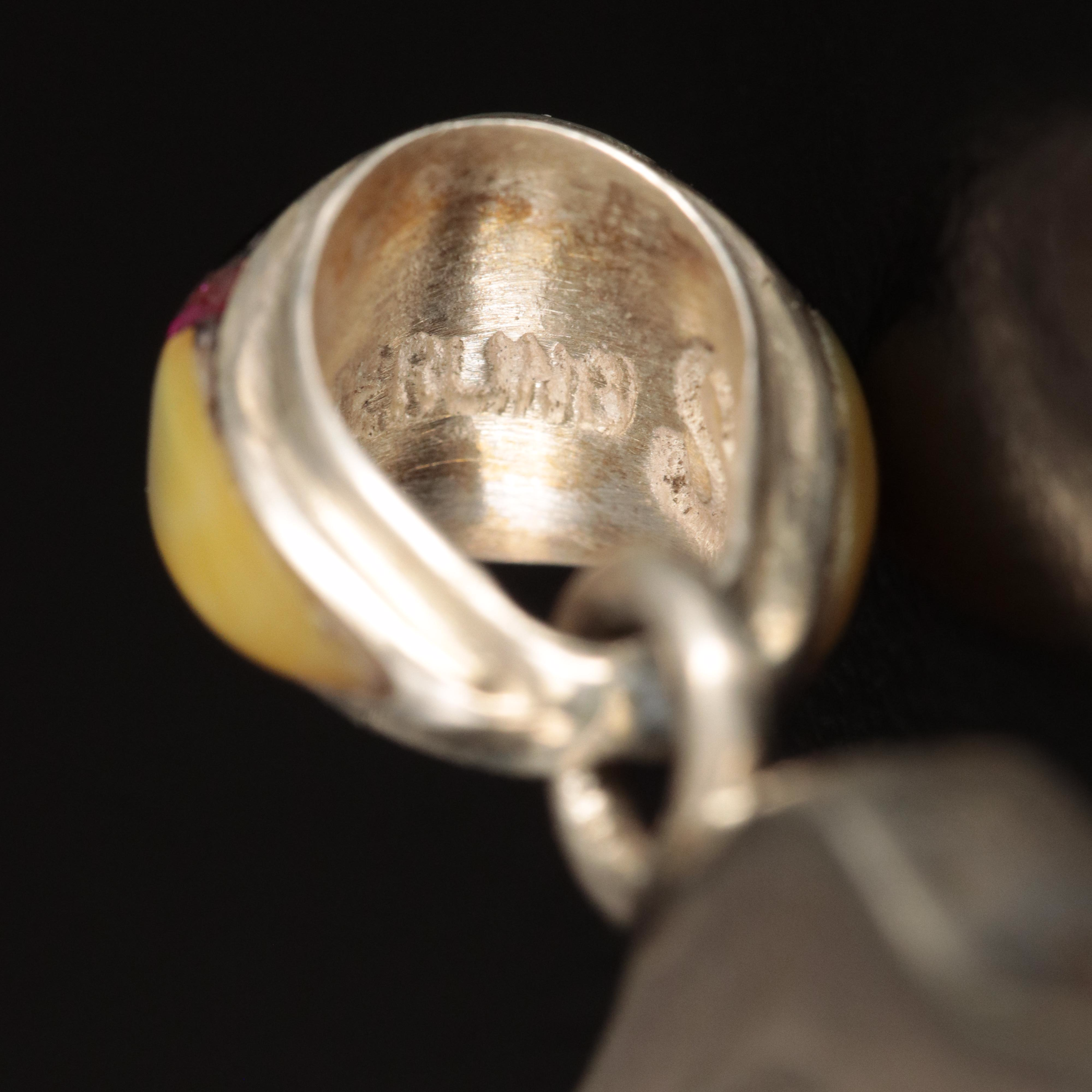 Southwestern Sterling Mother-of-Pearl and Abalone Lion Reversible Inlay Pendant