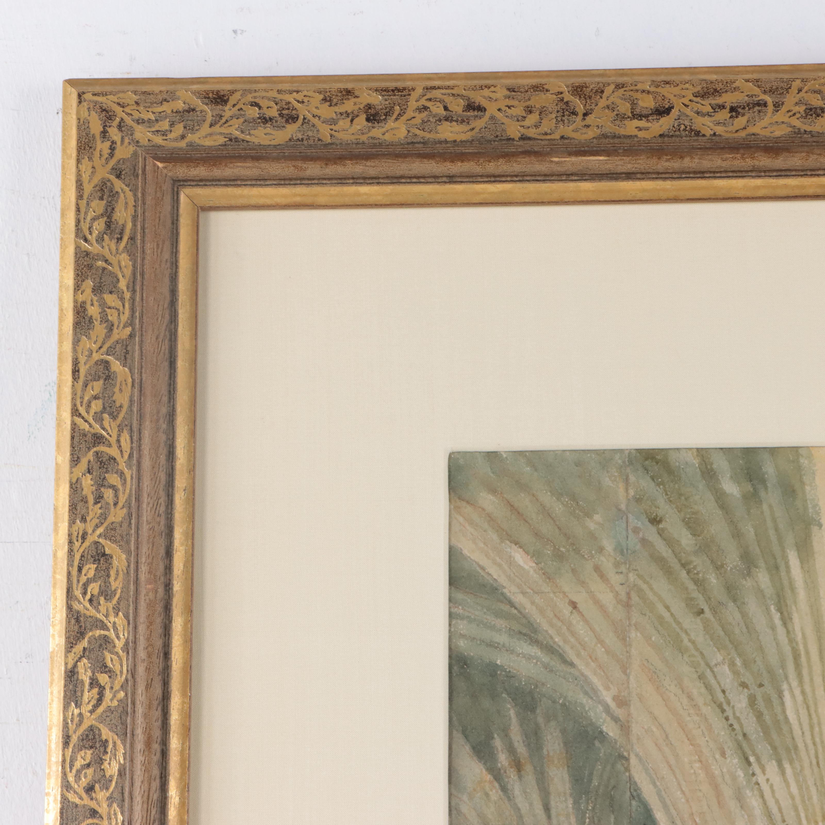 Watercolor Painting of English Chapel Interior, Early 20th Century