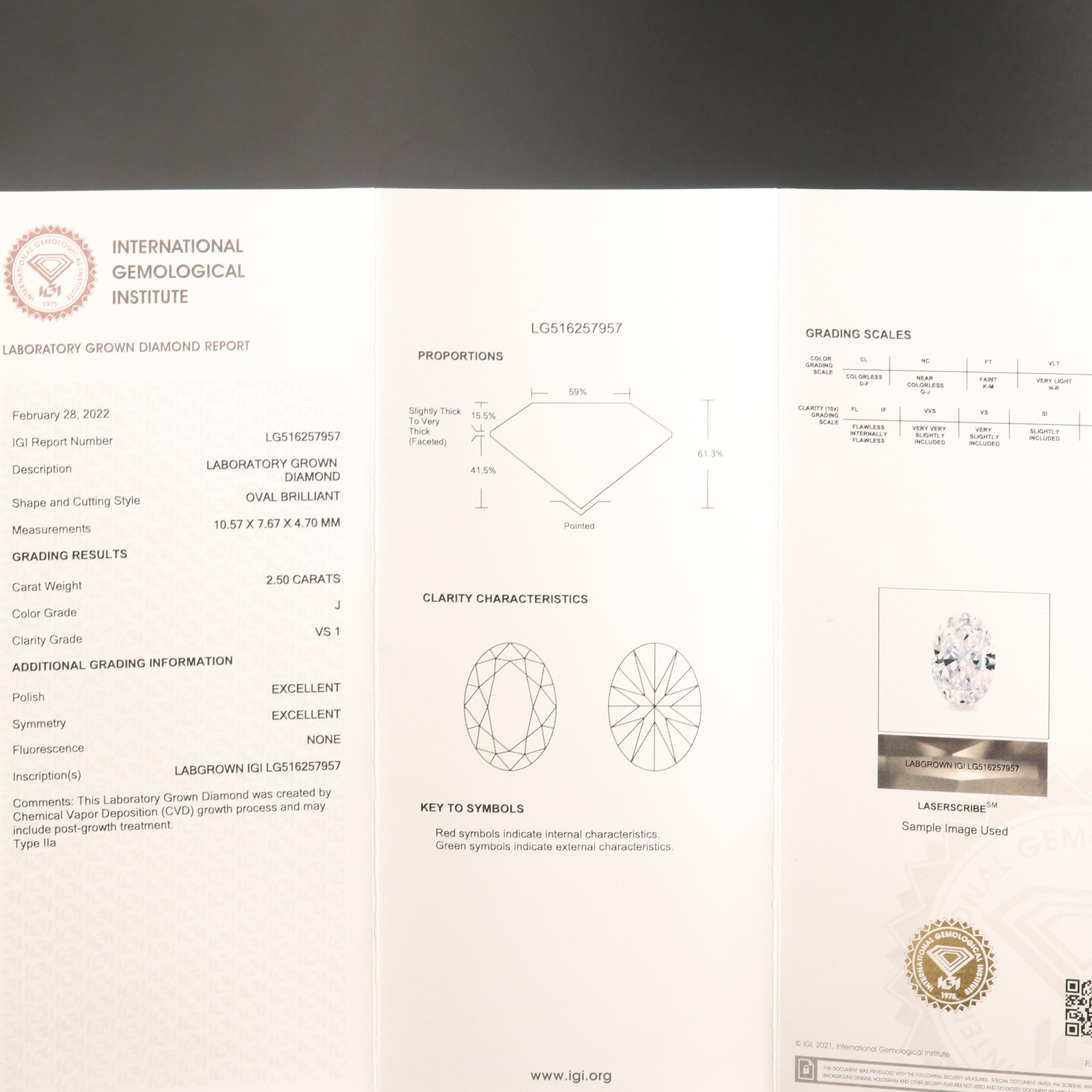 14K 3.20 CTW Lab Grown Diamond Ring with IGI Report