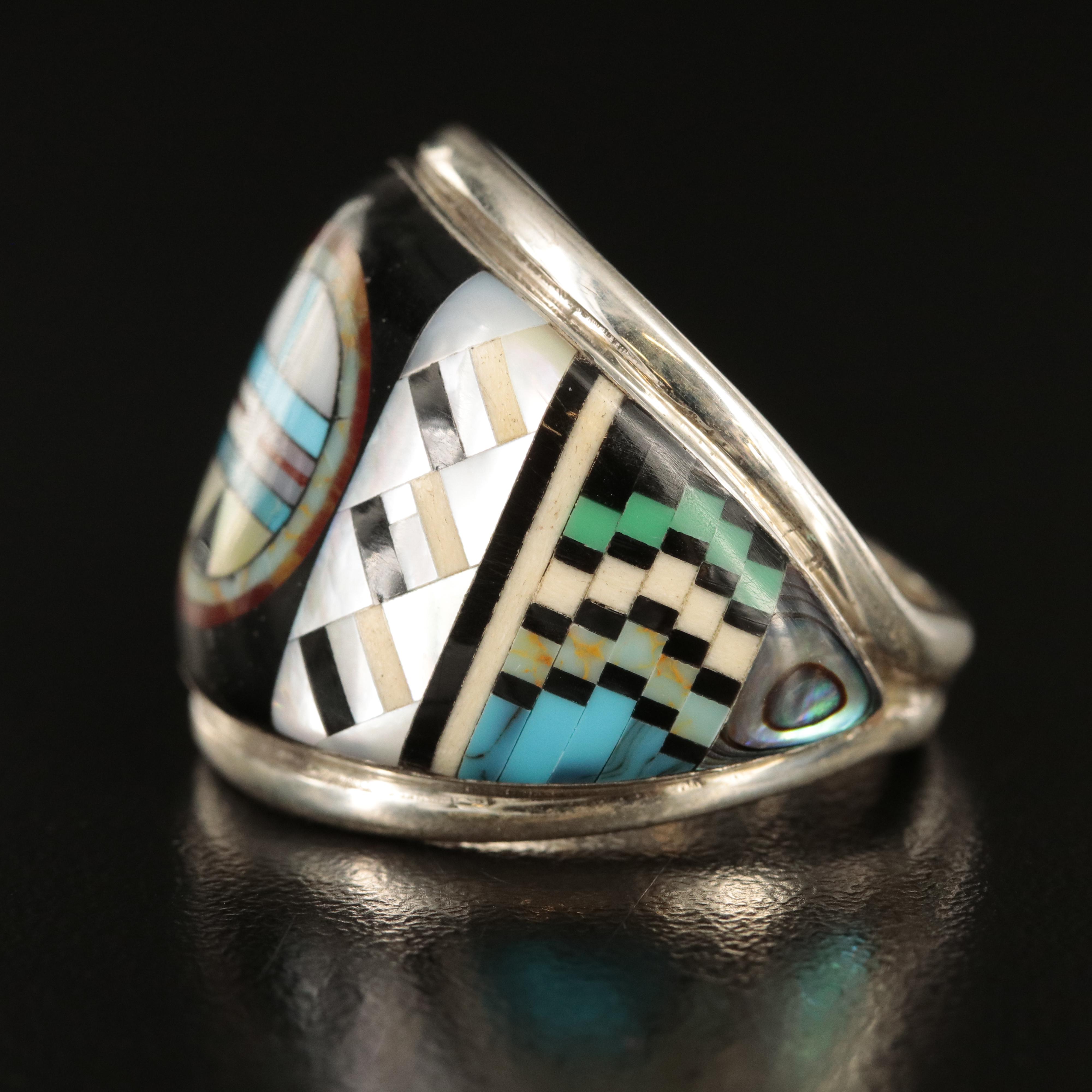 Southwestern Sterling Mother-of-Pearl Inlay Ring
