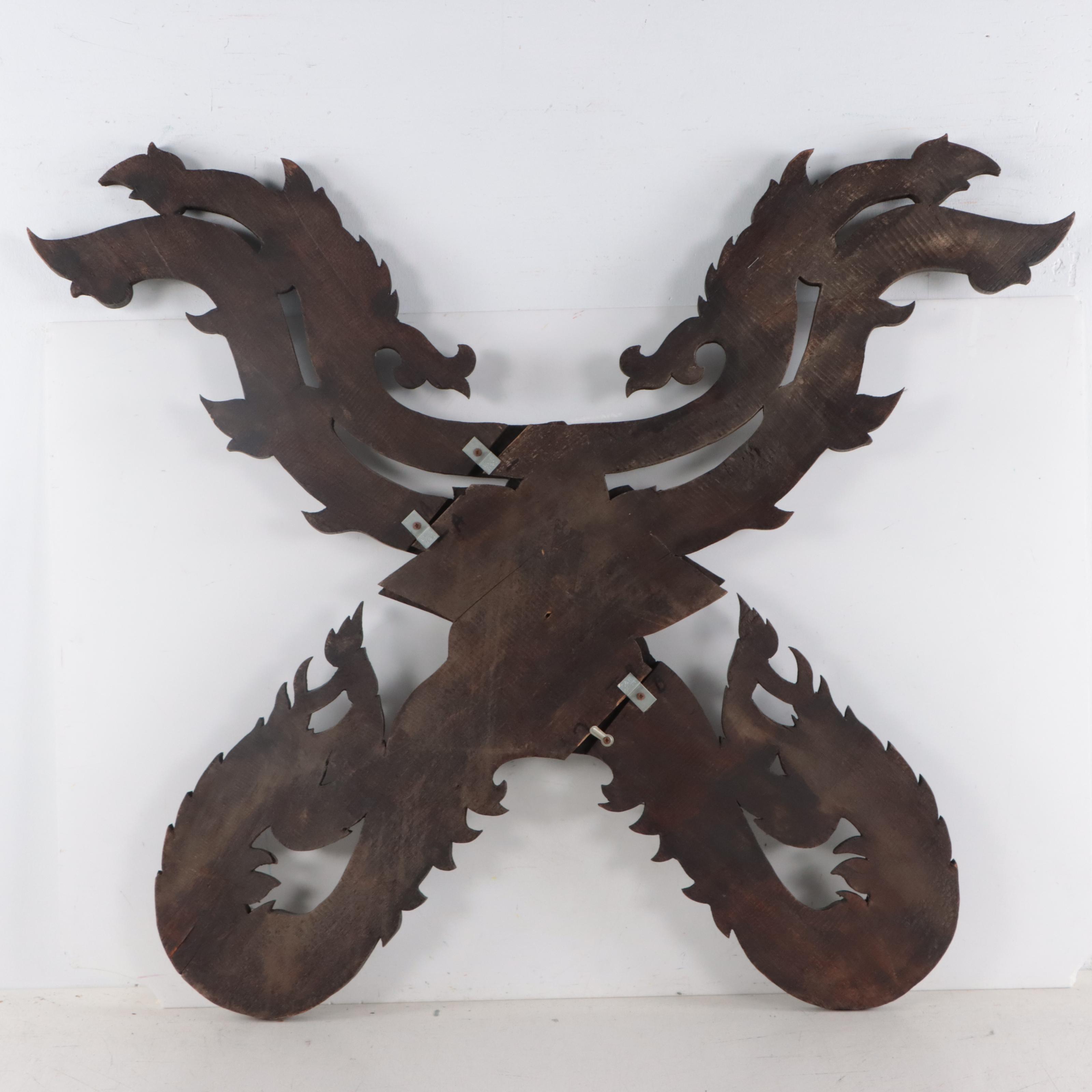 Thai Hand-Carved Wood Kalae Roof Ornament