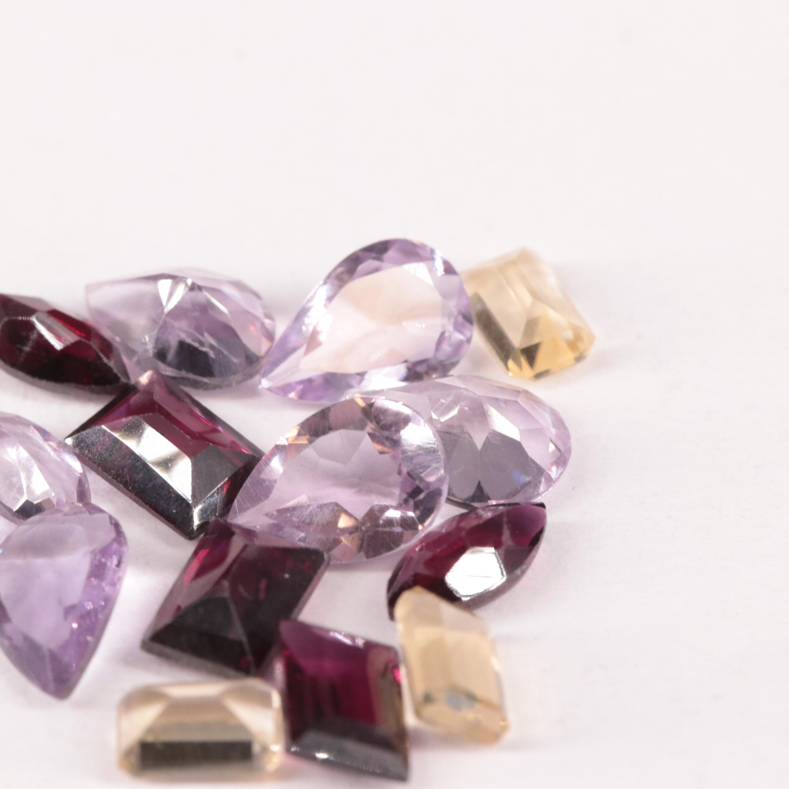 Loose 12.76 CTW Amethyst, Citrine, and Rhodolite Garnet Lot