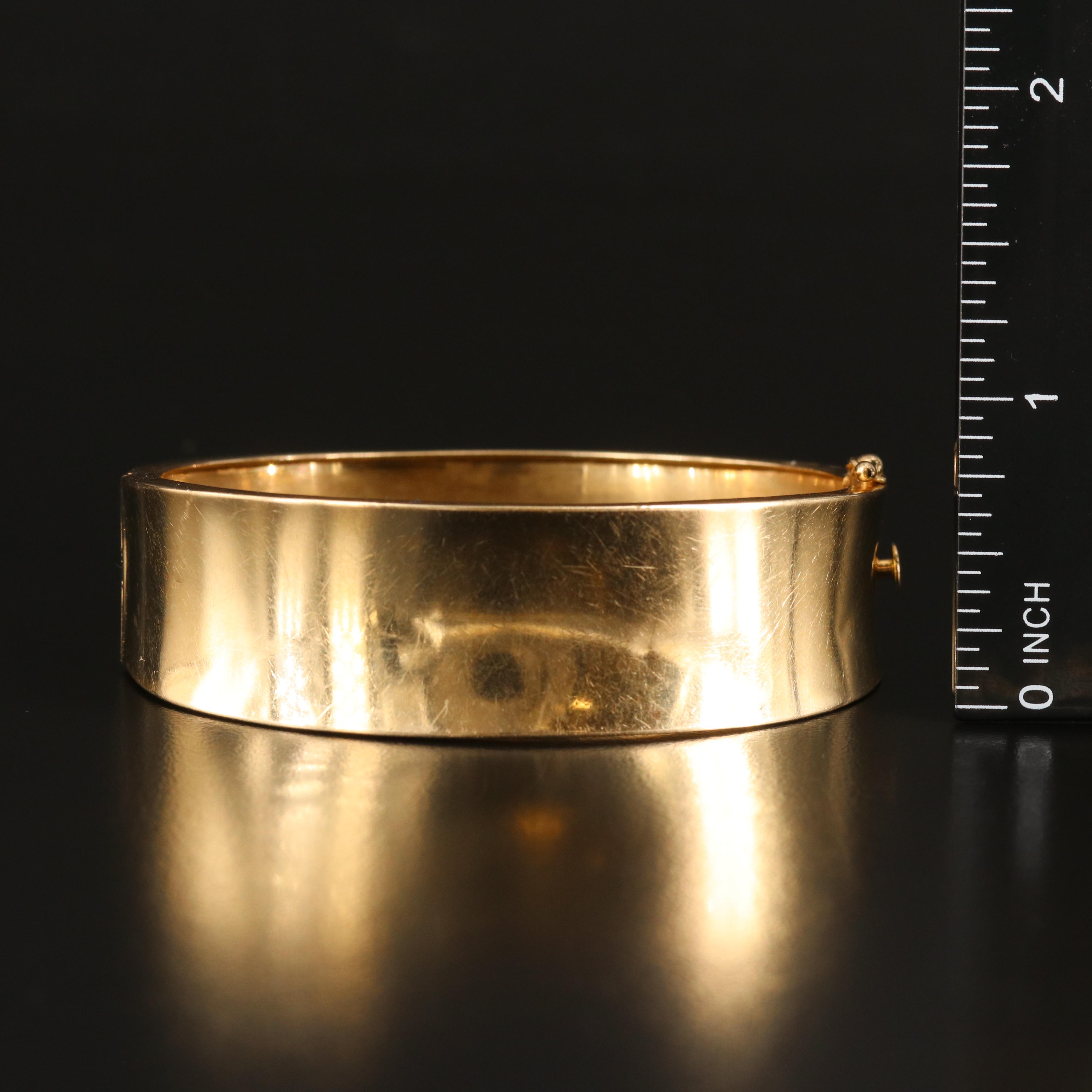14K Tapered Concave Hinged Bangle
