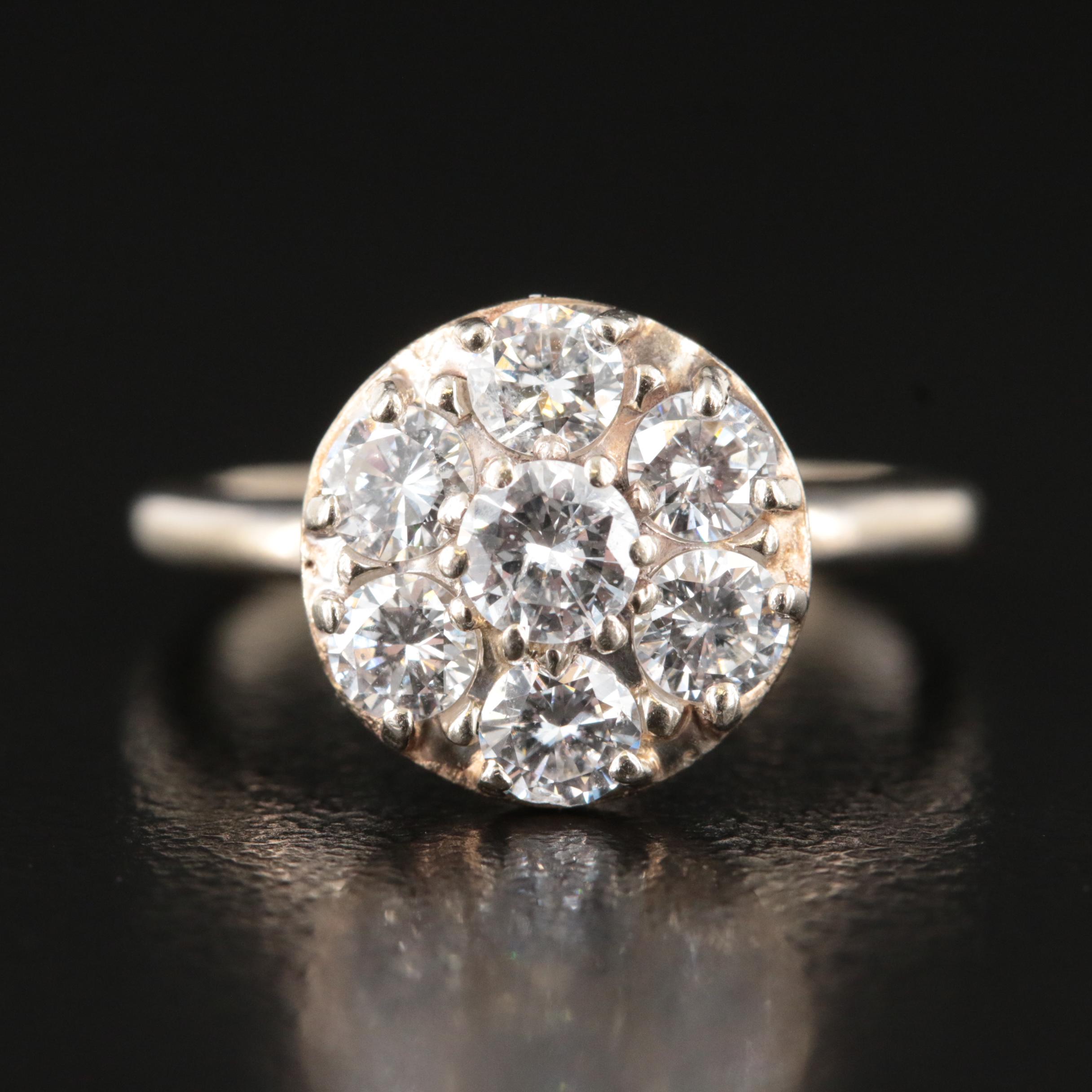 Vintage 14K 1.12 CTW Diamond Cluster Ring
