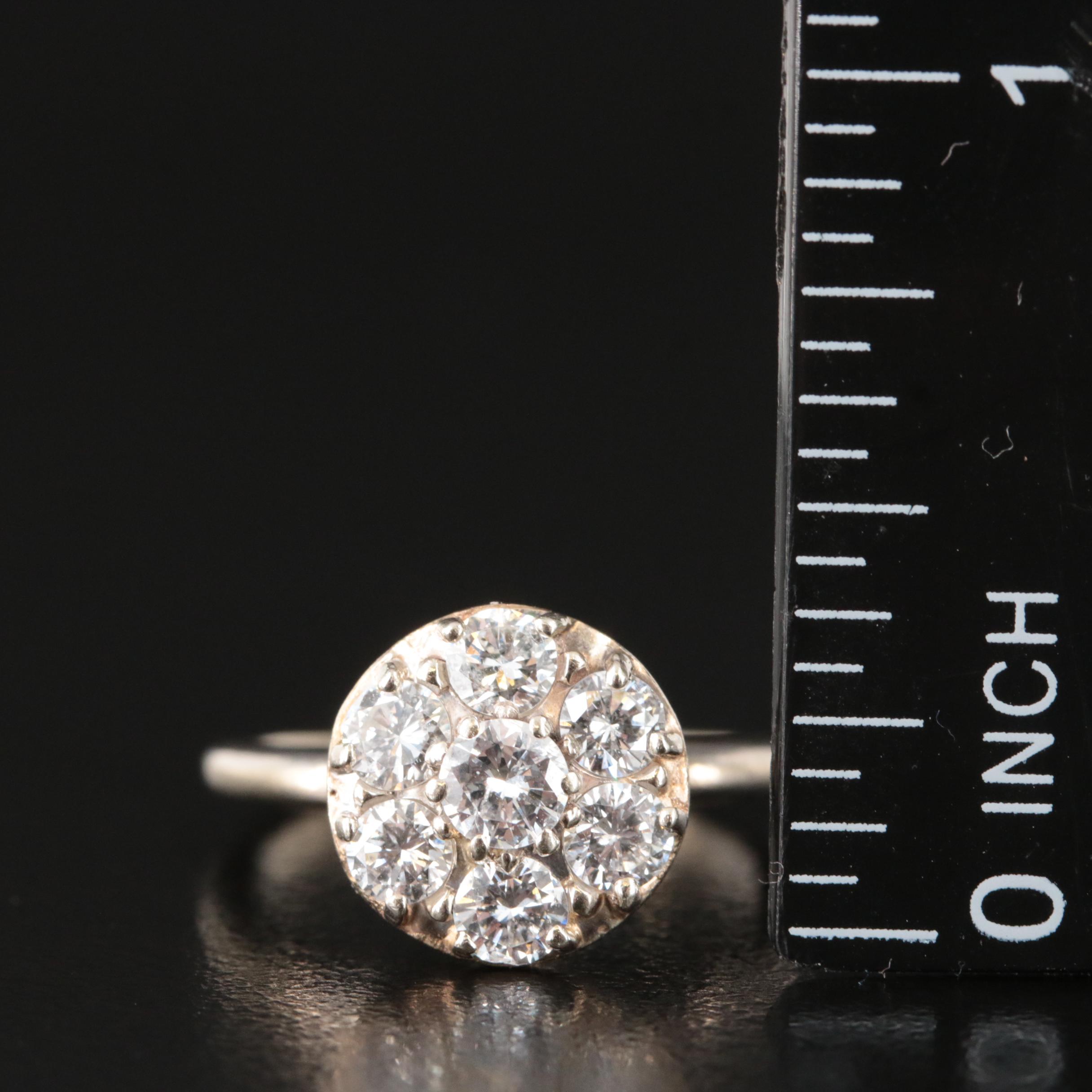 Vintage 14K 1.12 CTW Diamond Cluster Ring