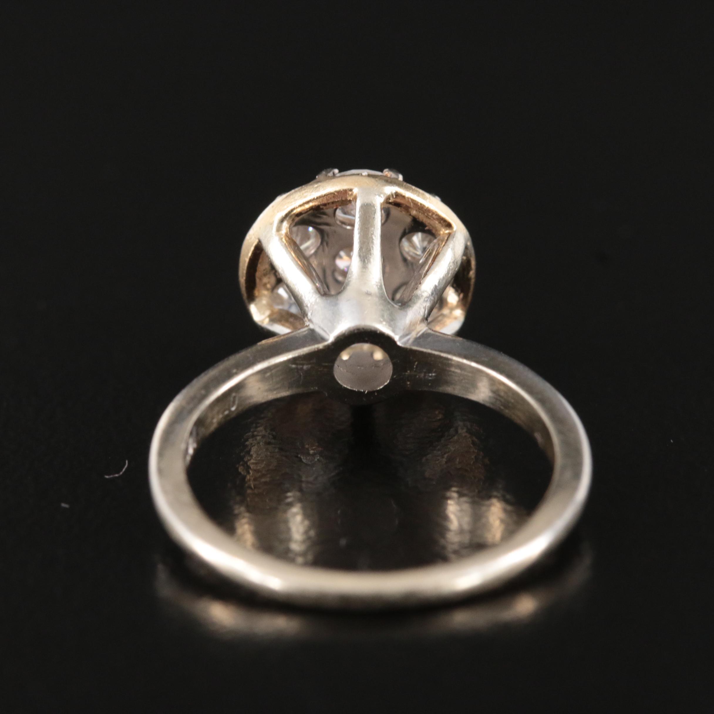 Vintage 14K 1.12 CTW Diamond Cluster Ring