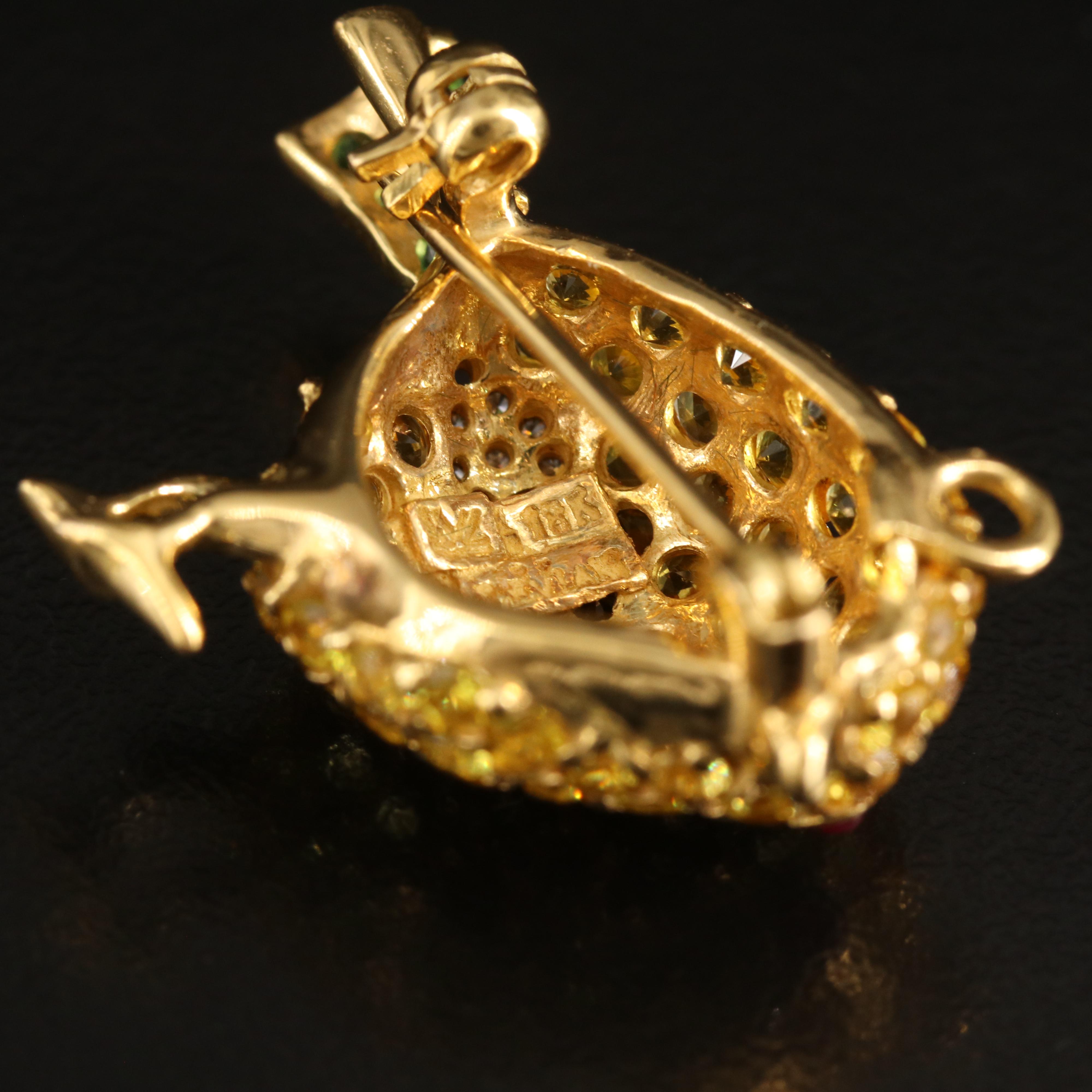 Le Vian 18K Sapphire, Tsavorite, Ruby and Diamond Chick Converter Brooch