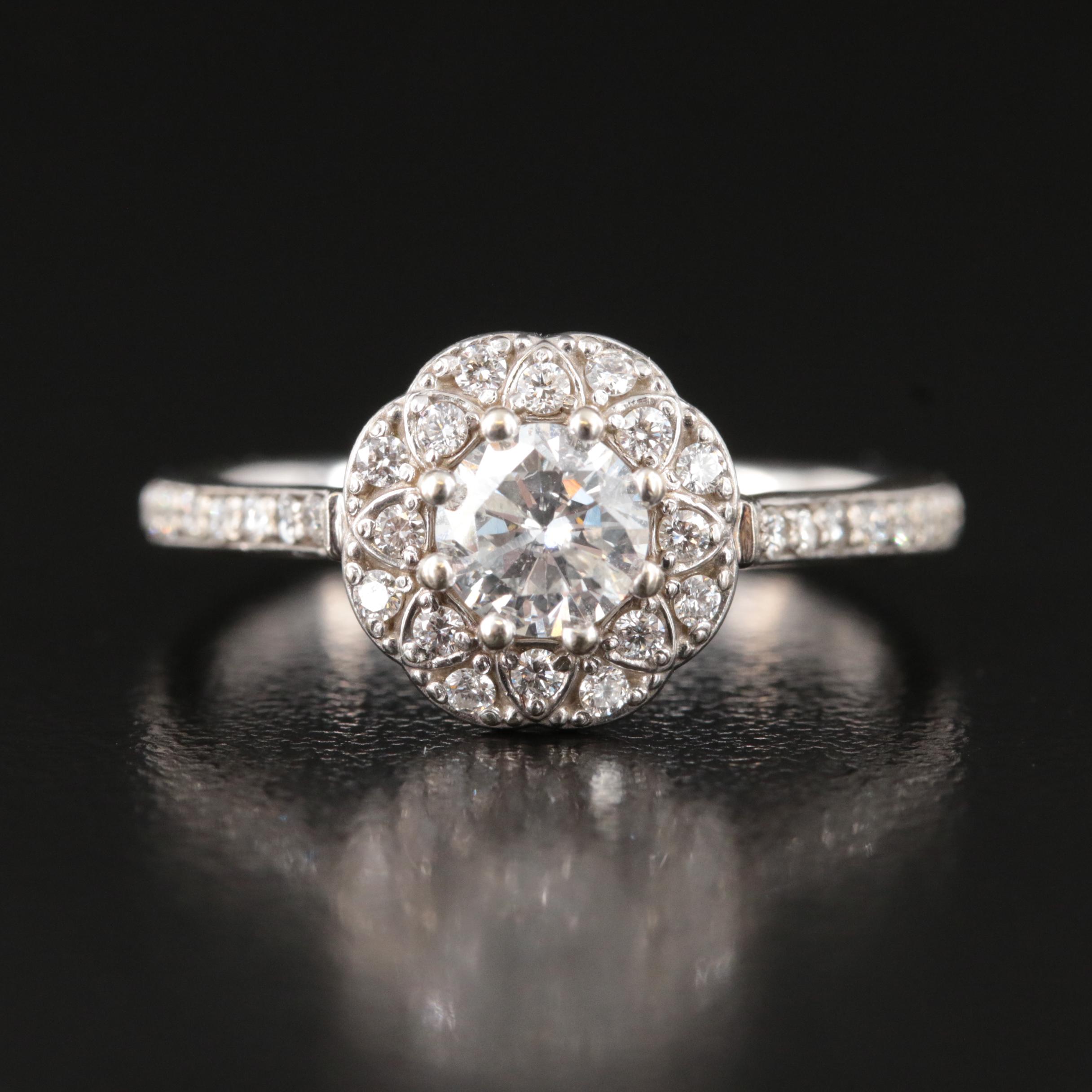 14K 1.01 CTW Diamond Floral Halo Ring