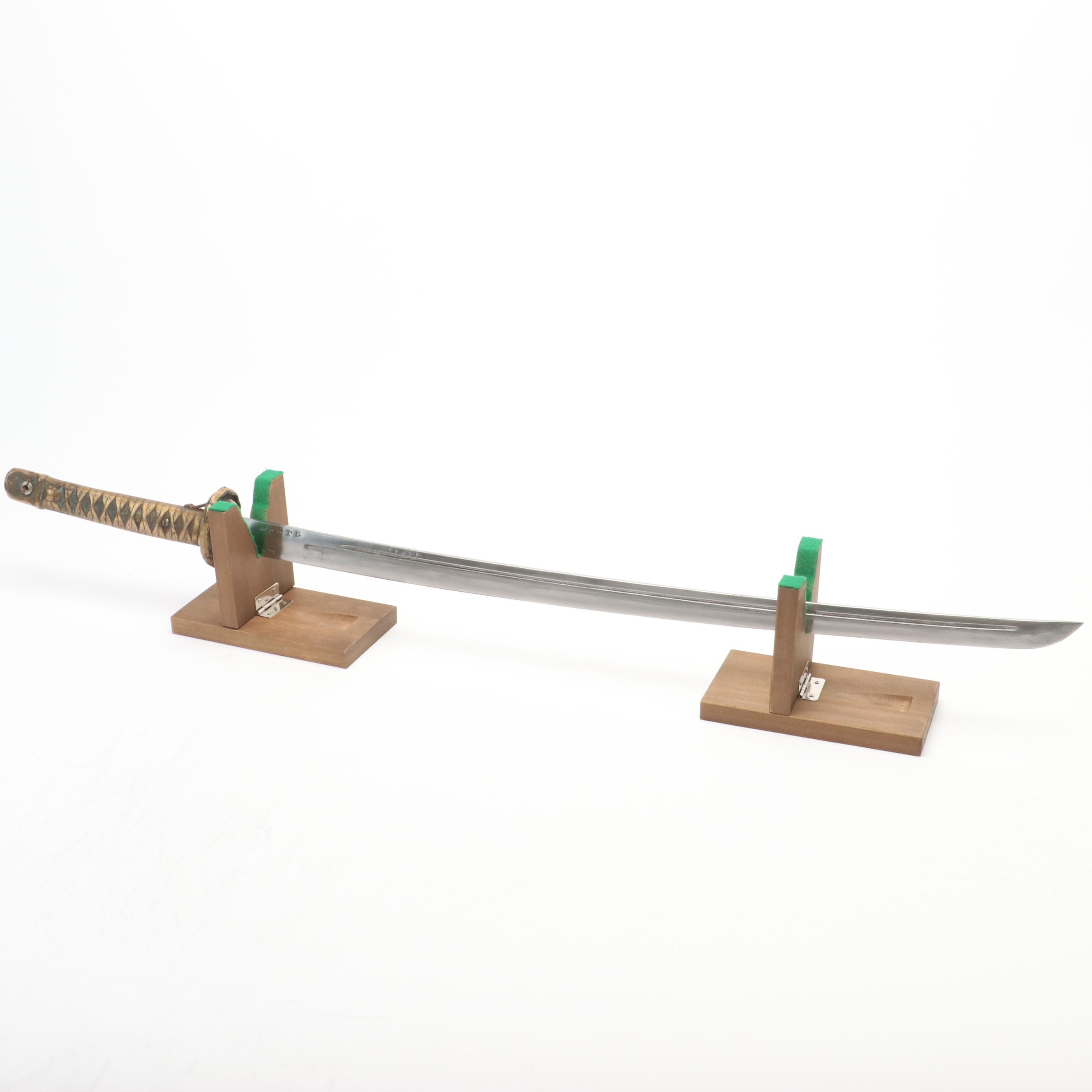 NCO Type Shin-Guntō Replica Sword With Leather-Wrapped Scabbard