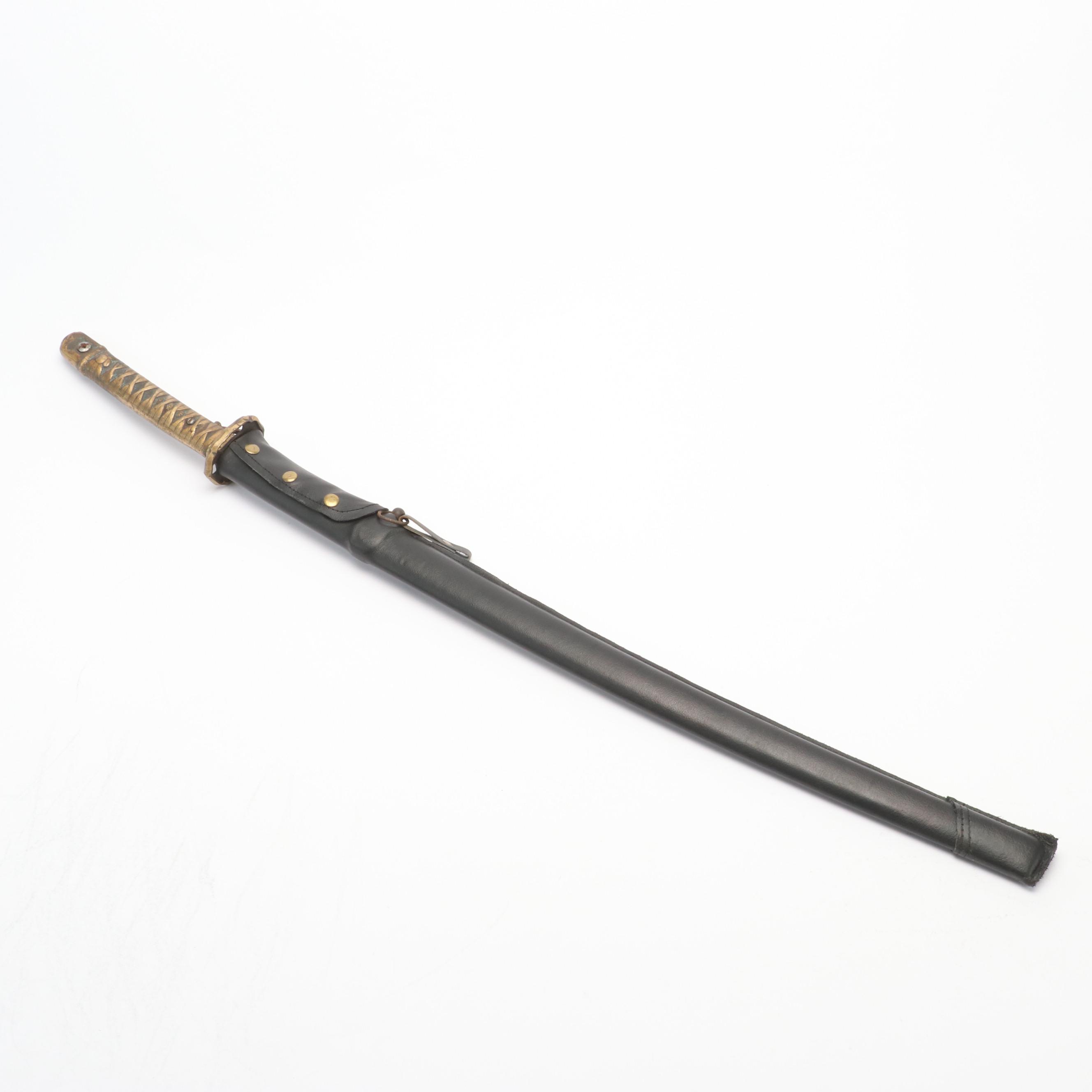 NCO Type Shin-Guntō Replica Sword With Leather-Wrapped Scabbard