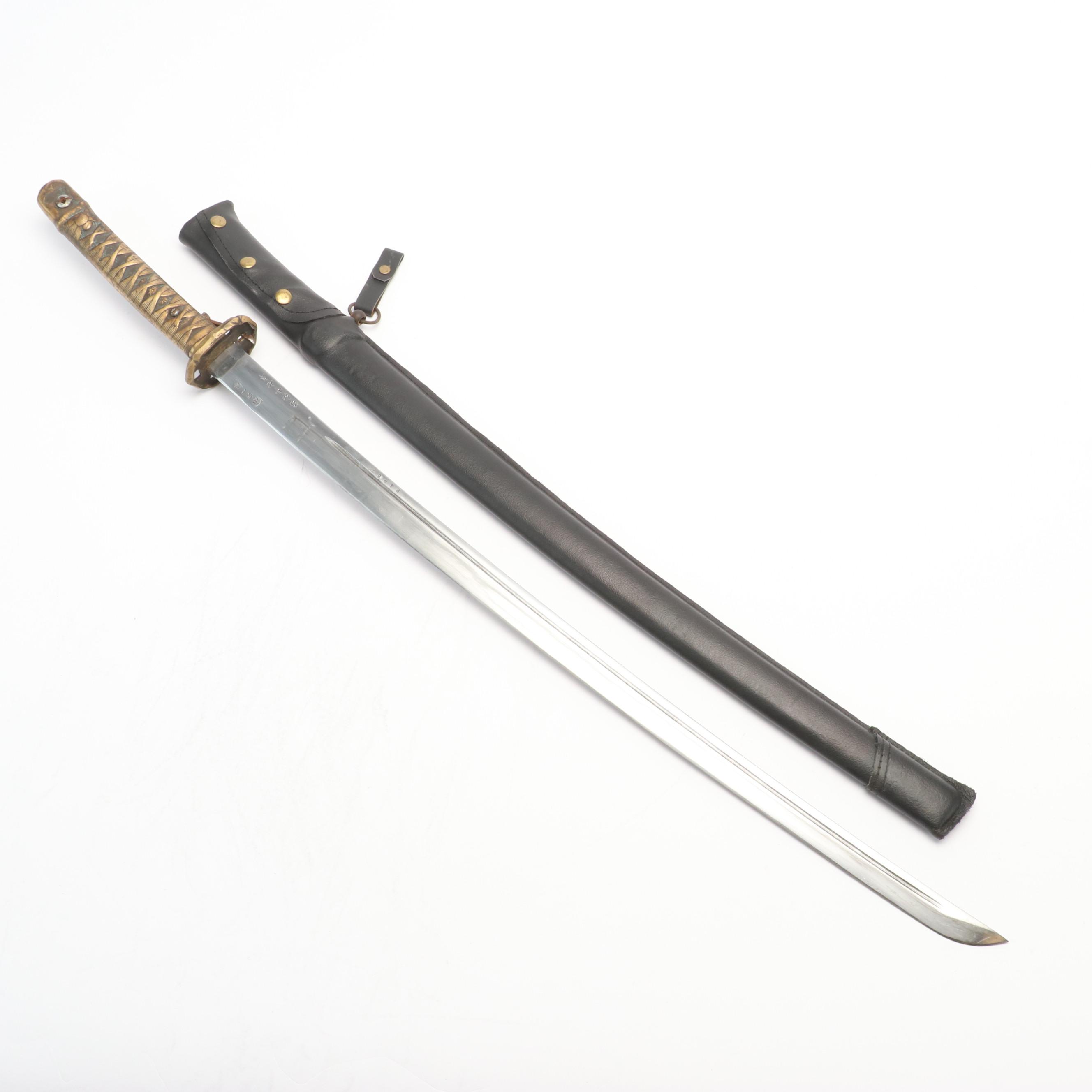 NCO Type Shin-Guntō Replica Sword With Leather-Wrapped Scabbard