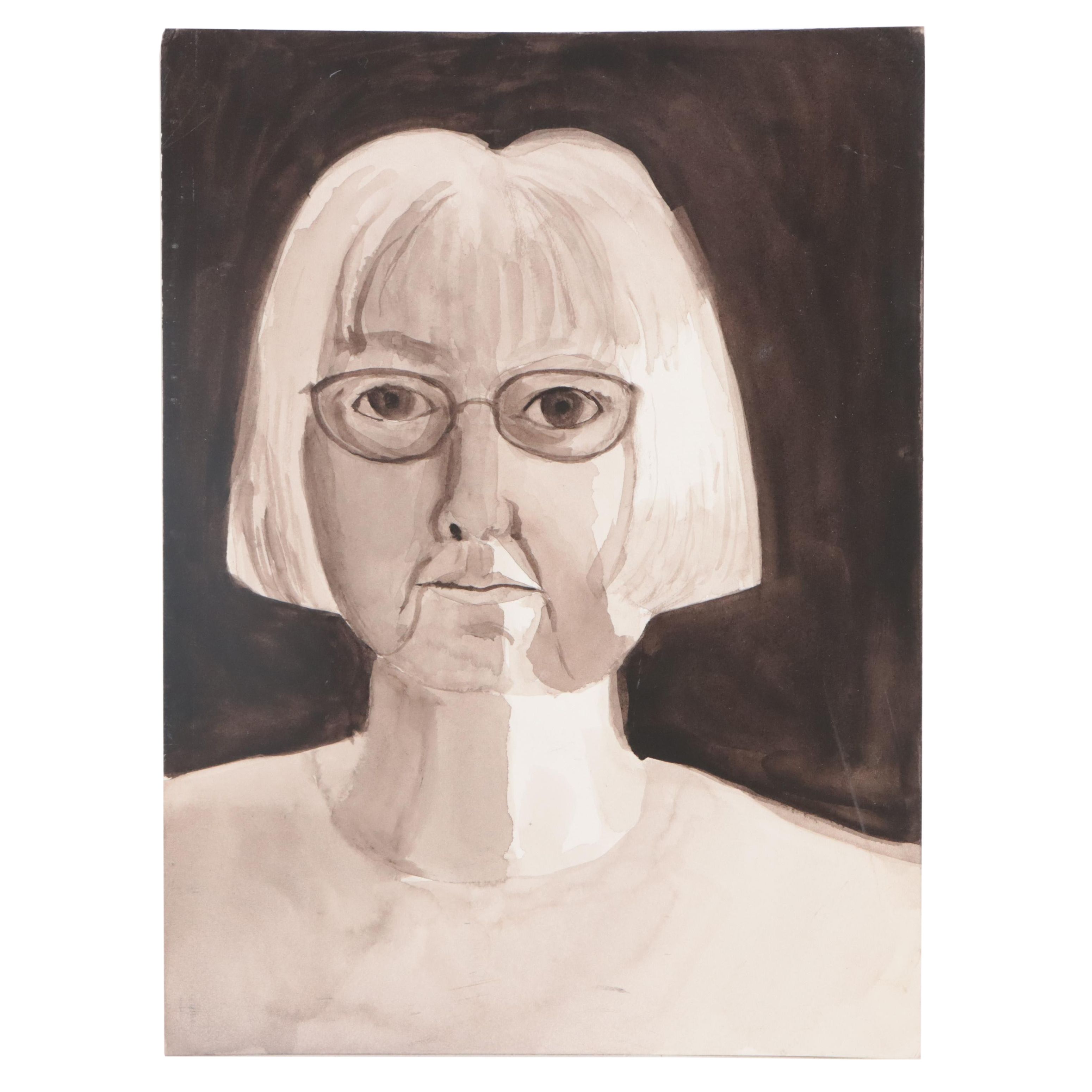 Katrina Halter Watercolor Self-Portrait, 2001