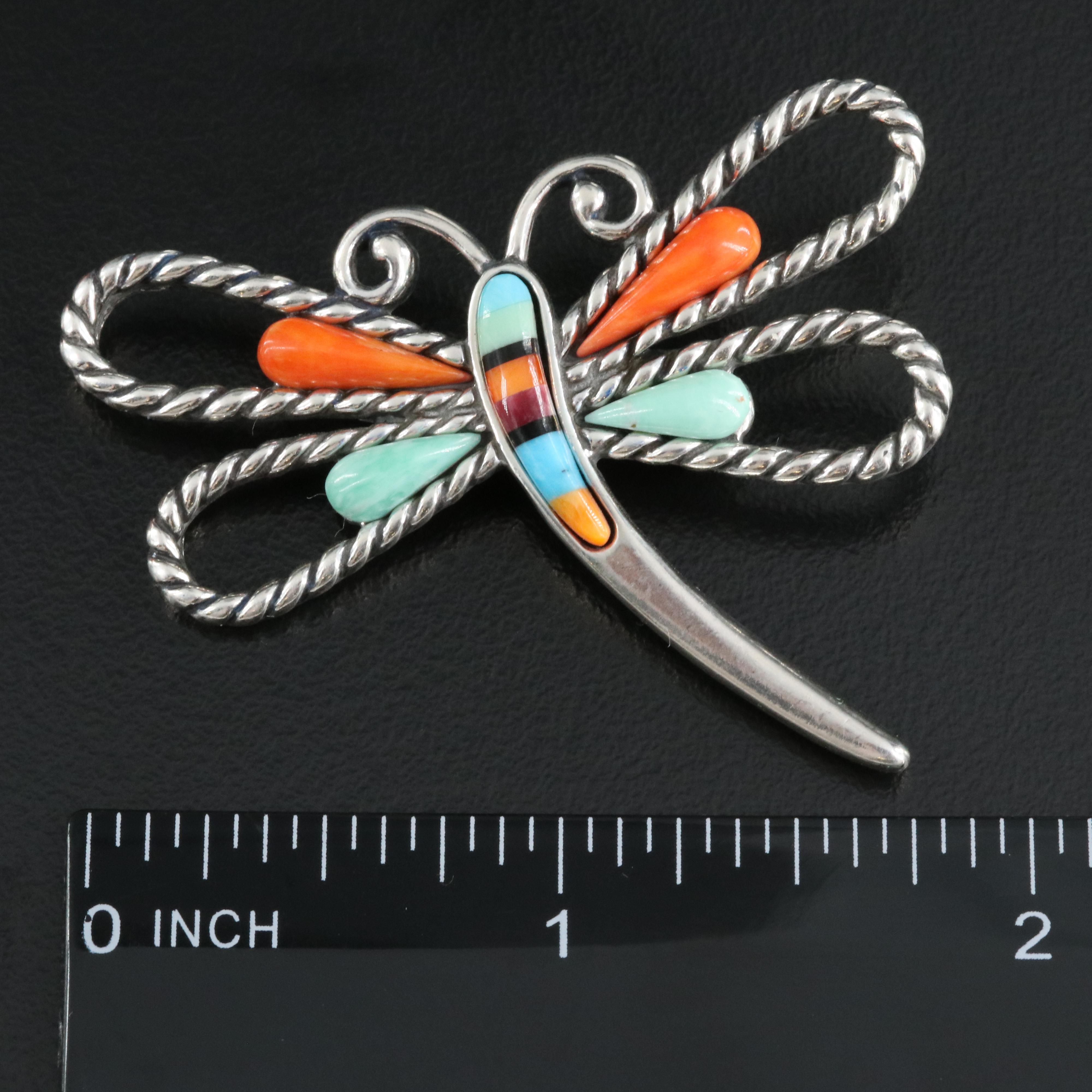 Carolyn Pollack Sterling Dragonfly Brooch with Relios Gemstone Necklace