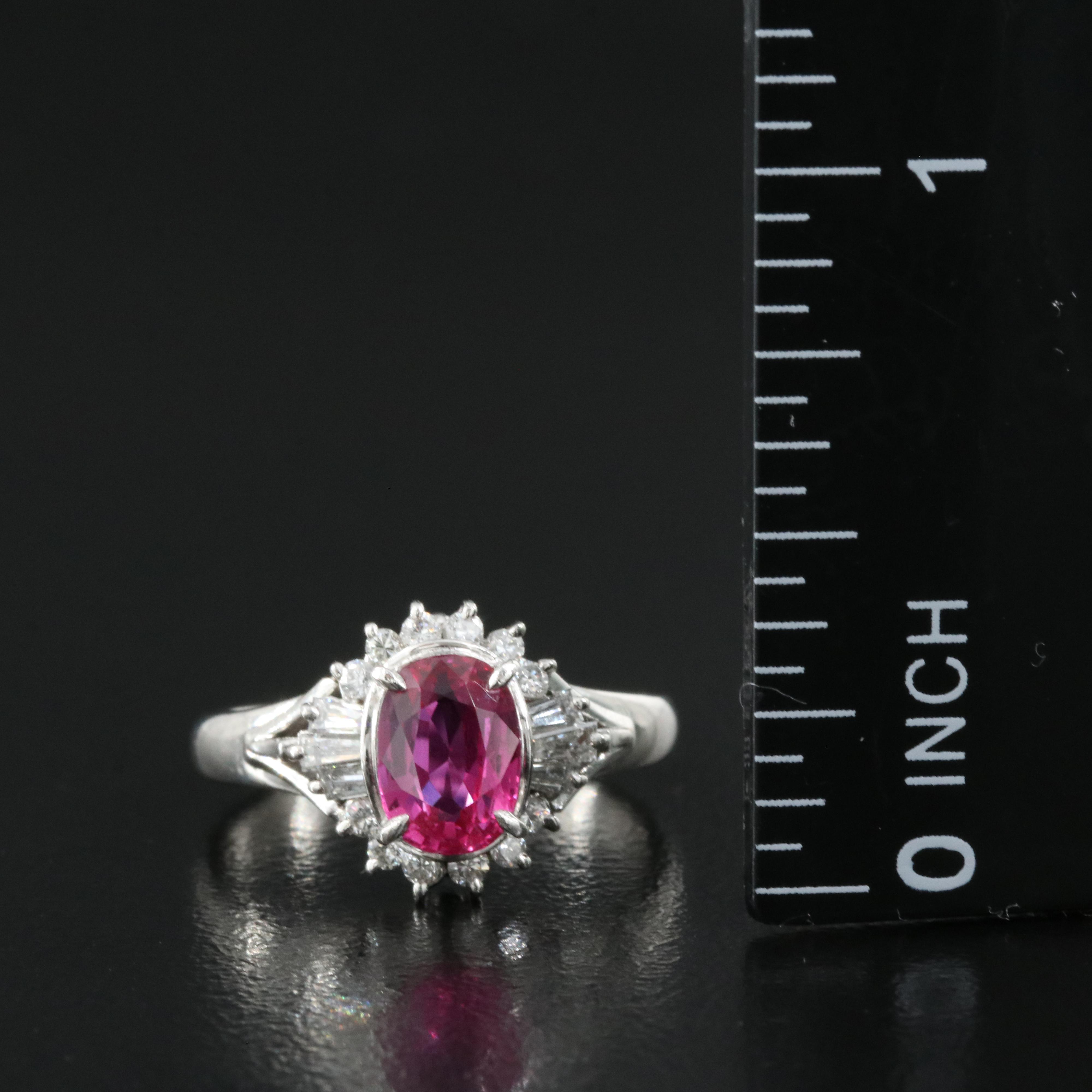 Platinum 1.11 CT Ruby and Diamond Ring with GIA Report