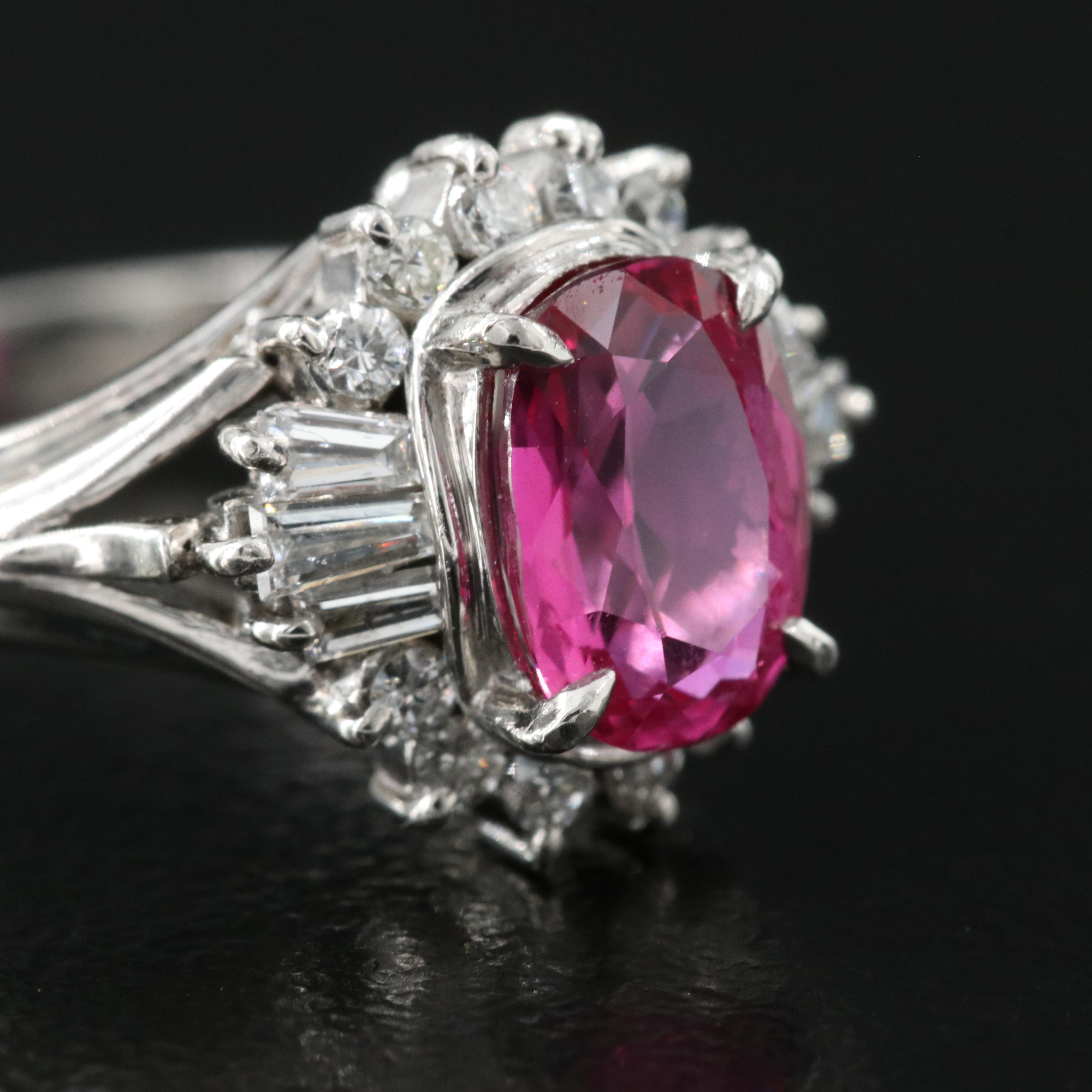 Platinum 1.11 CT Ruby and Diamond Ring with GIA Report