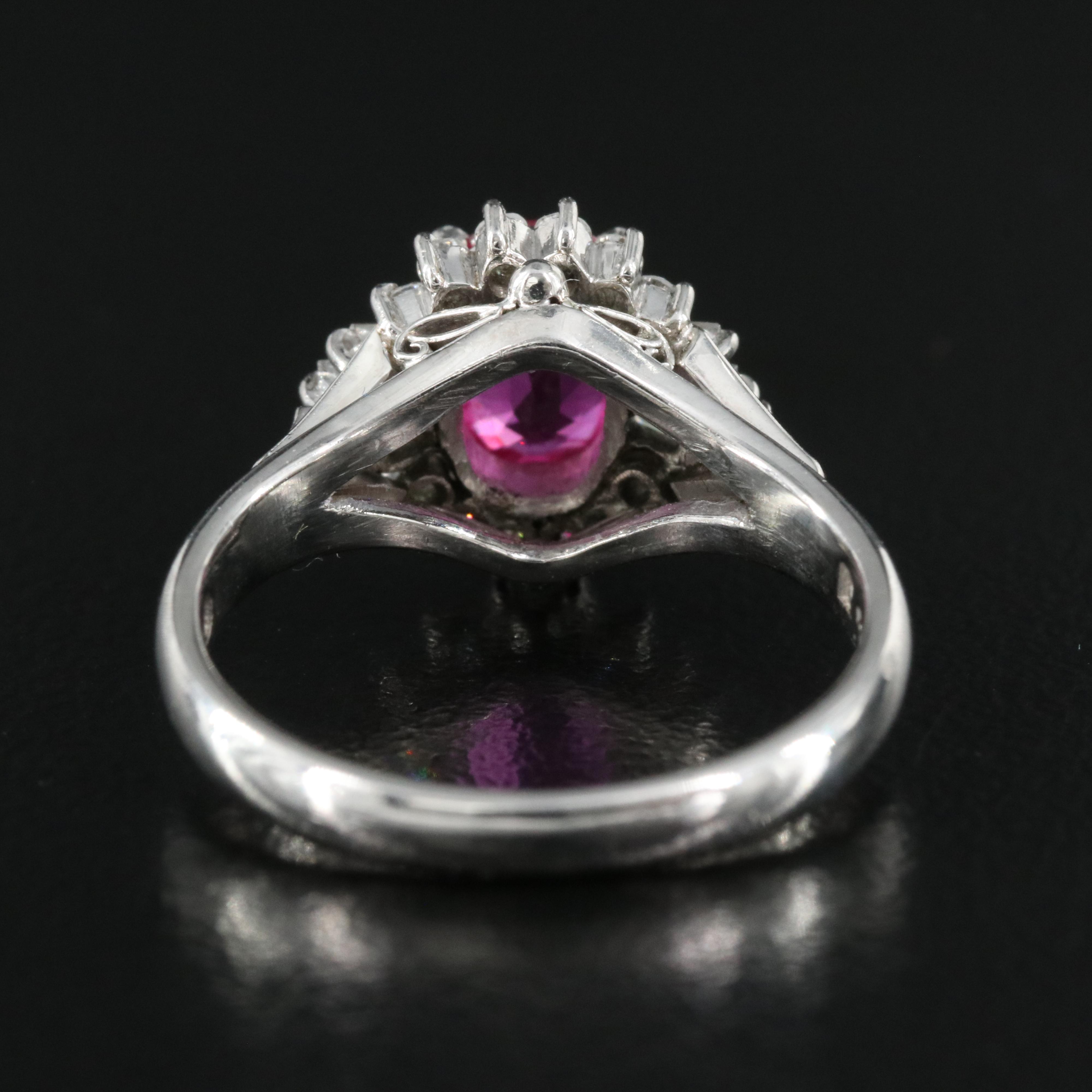 Platinum 1.11 CT Ruby and Diamond Ring with GIA Report