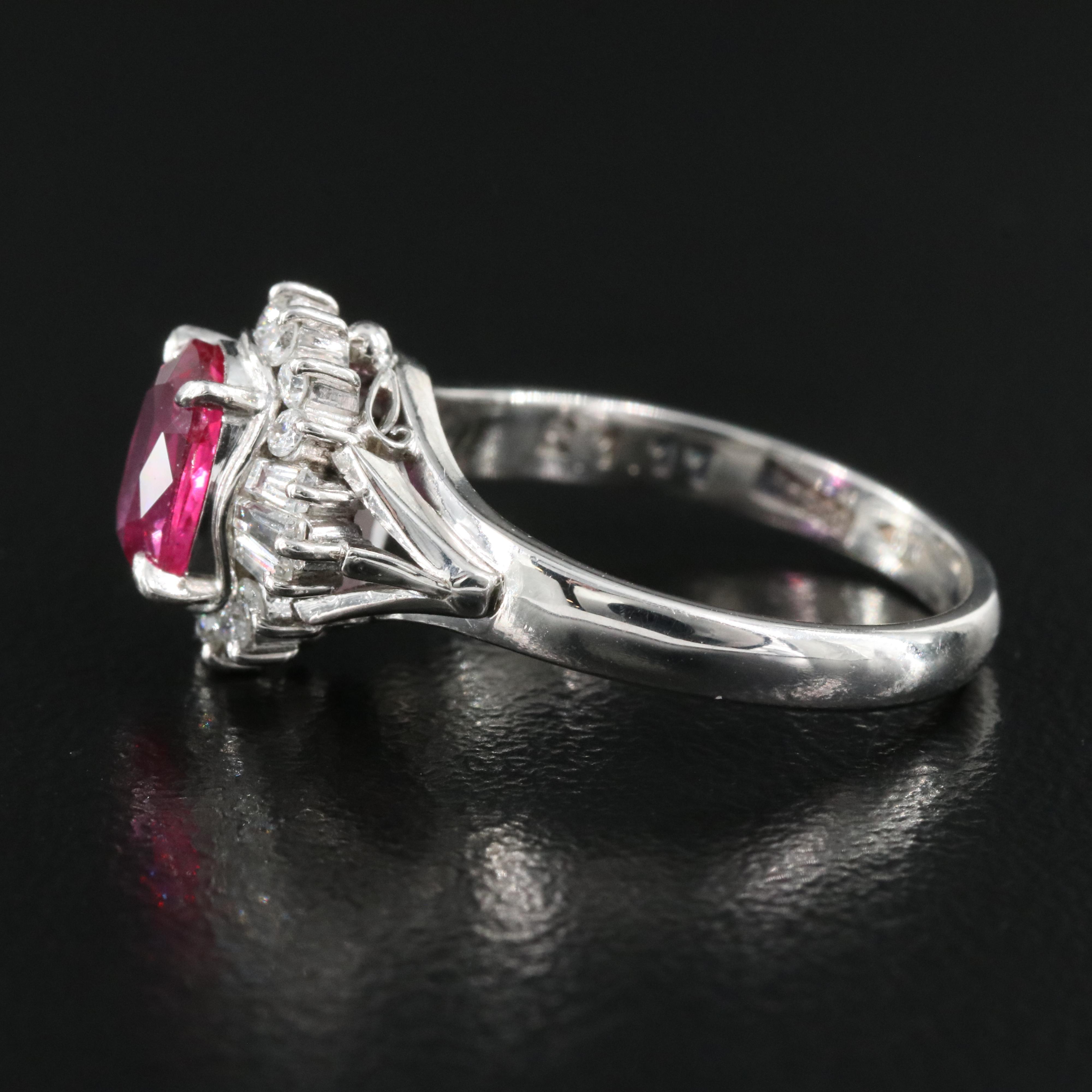 Platinum 1.11 CT Ruby and Diamond Ring with GIA Report