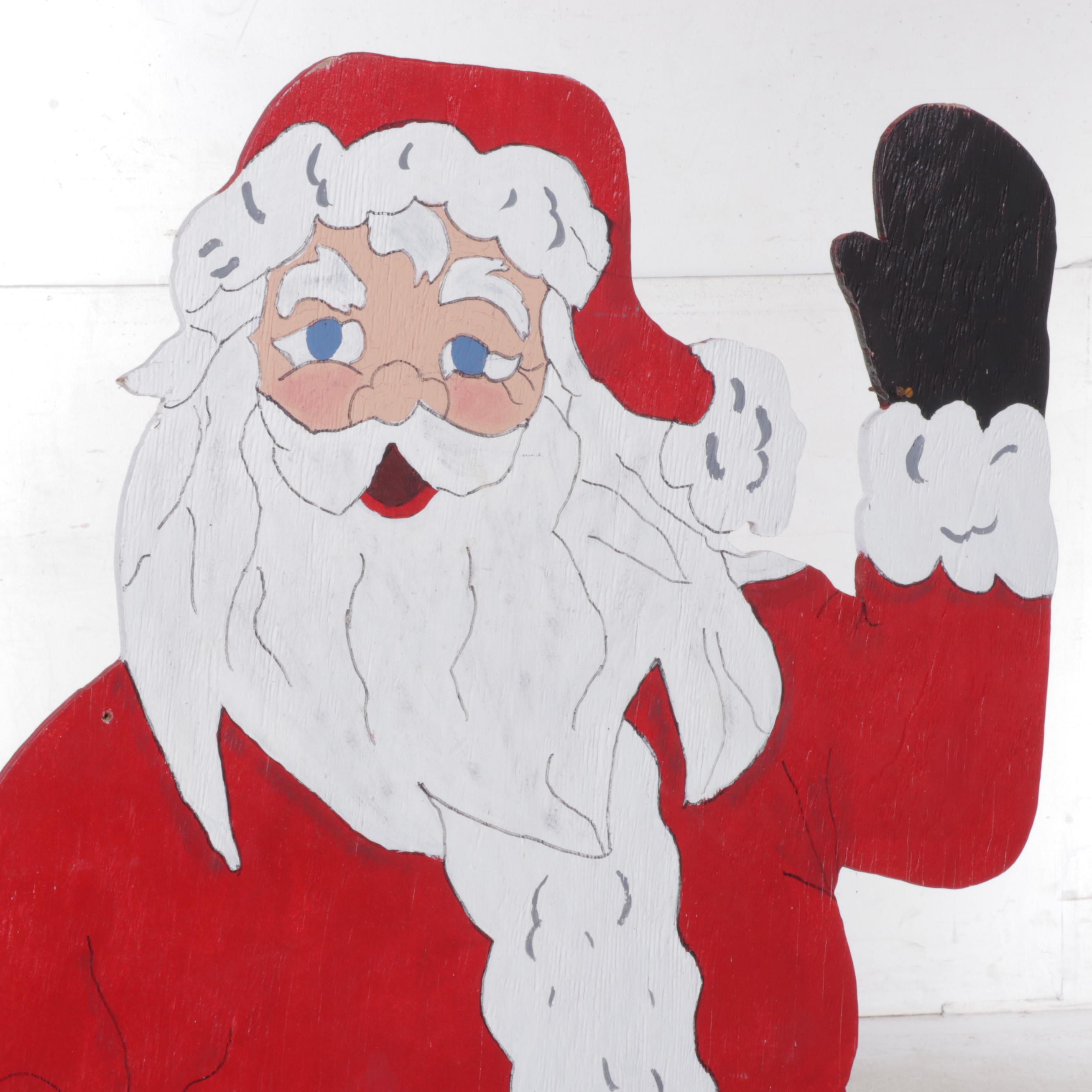 Santa Claus and Reindeer Paint-Decorated Plywood Yard Decorations