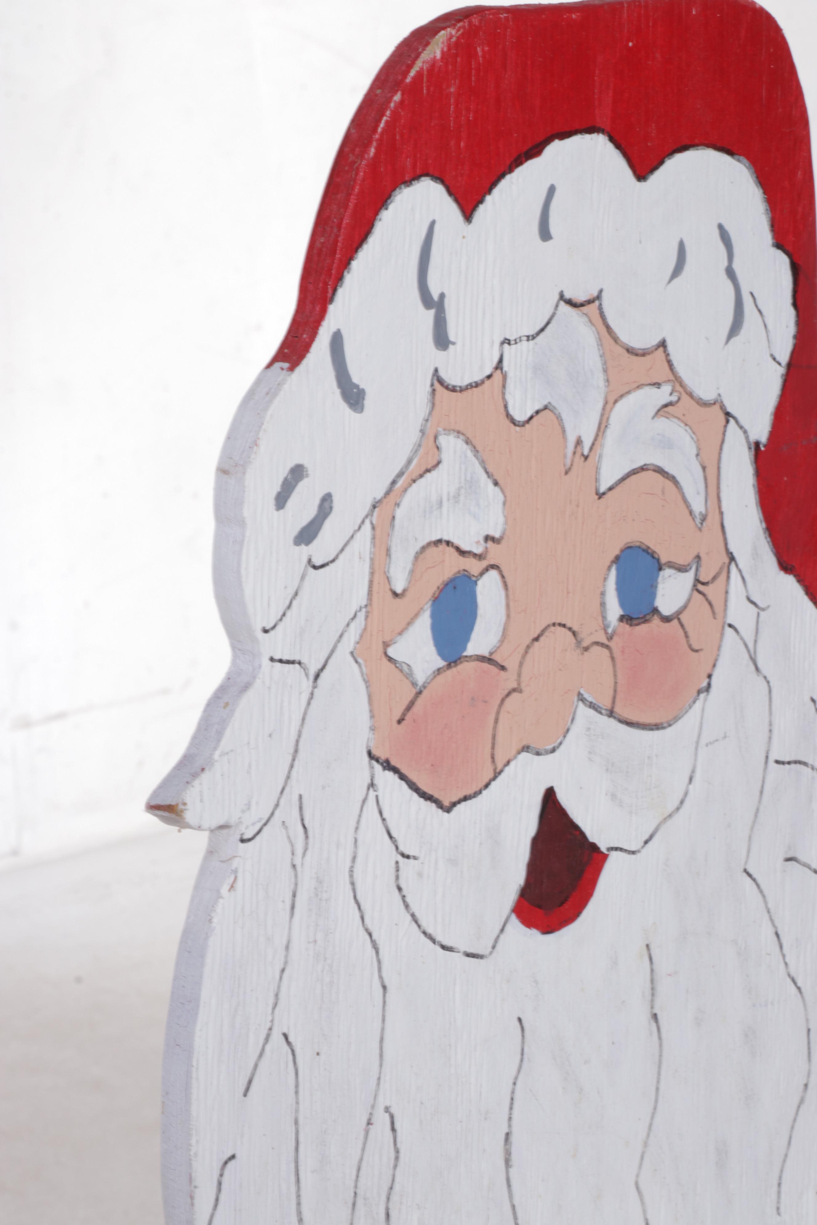 Santa Claus and Reindeer Paint-Decorated Plywood Yard Decorations