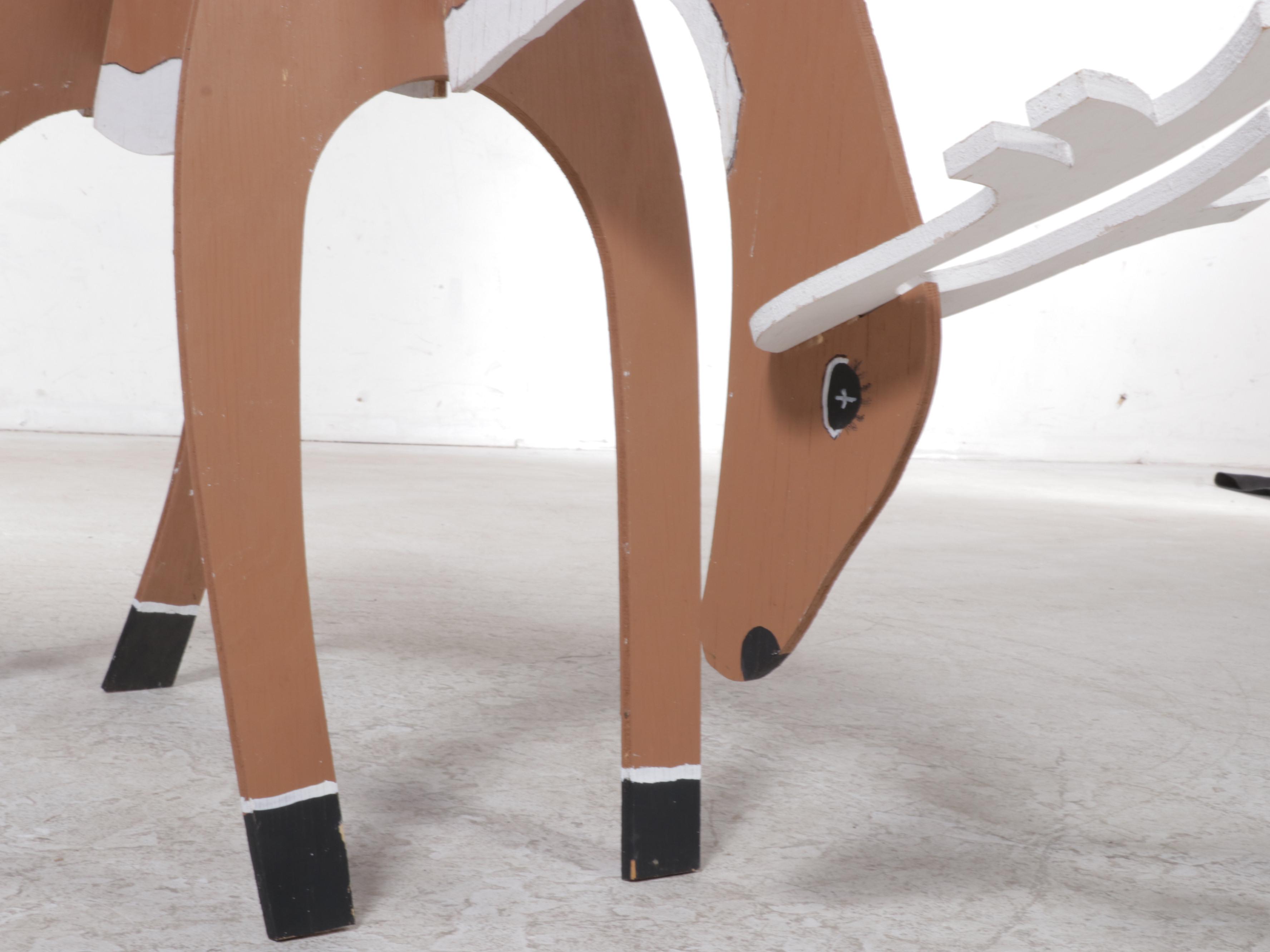 Santa Claus and Reindeer Paint-Decorated Plywood Yard Decorations