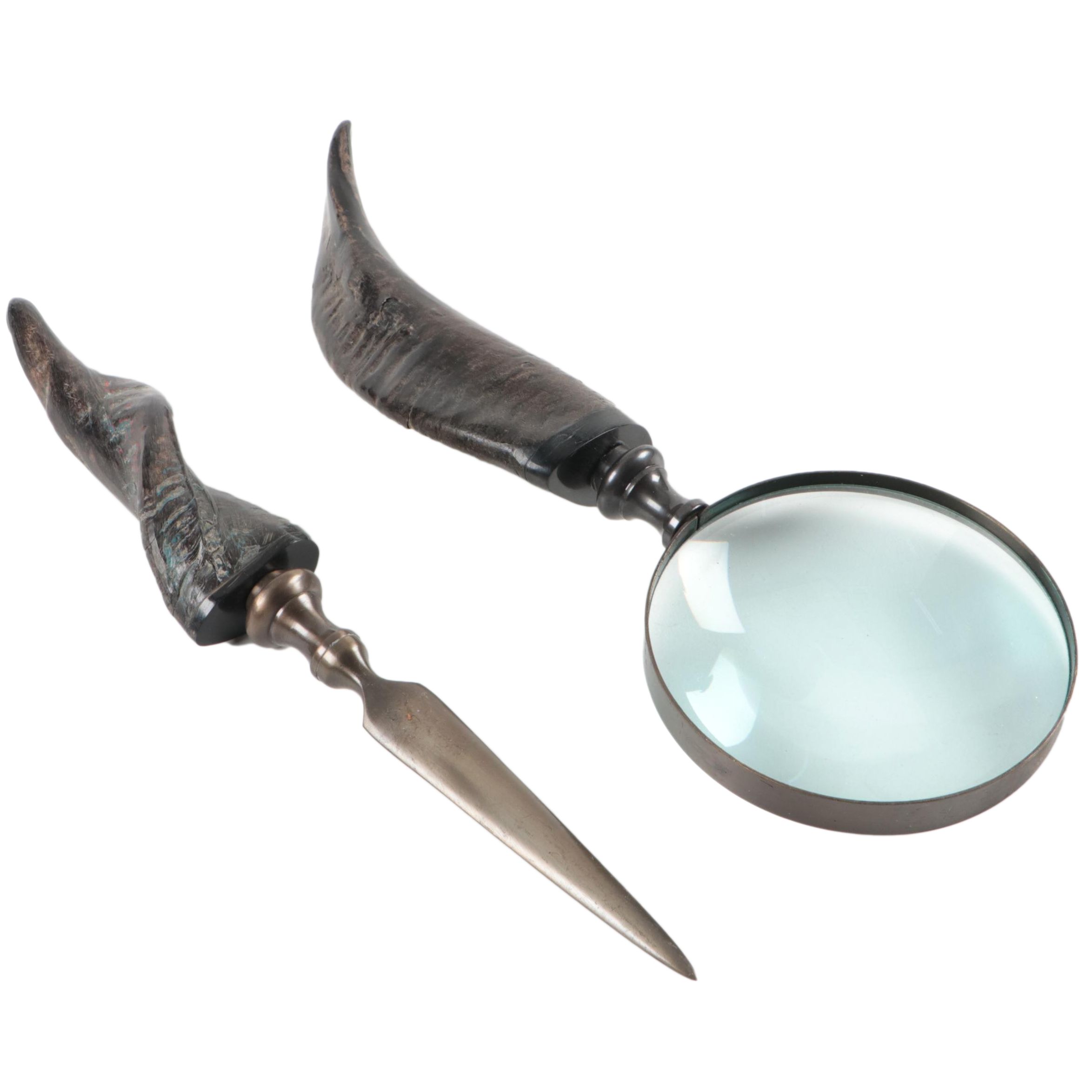 Horn Handled Magnifying Glass and Letter Opener