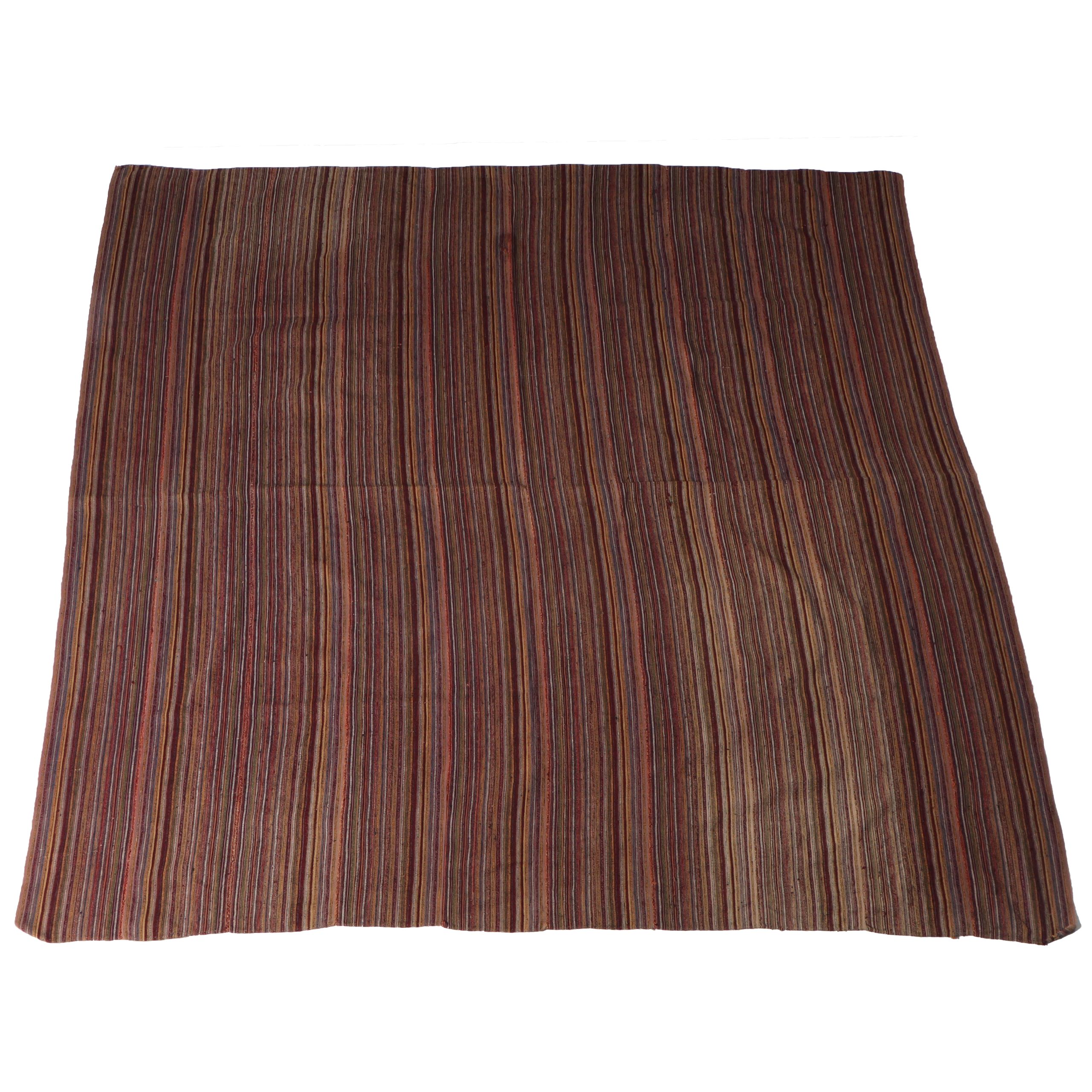 6'11 x 7'4 Handwoven Shahsevan Kilim Jejim Striped Area Rug