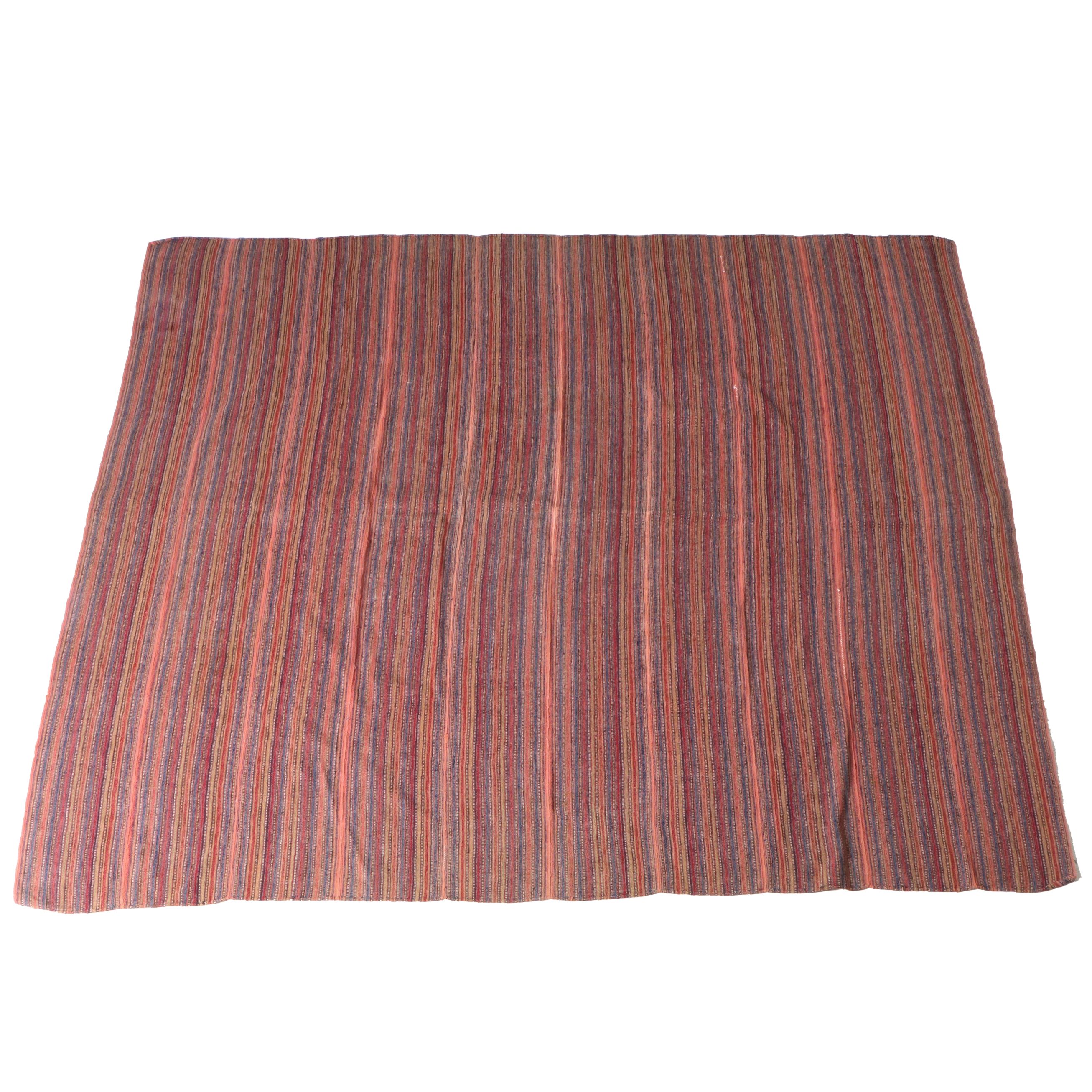 7'2 x 8'1 Handwoven Shahsevan Kilim Jejim Striped Area Rug