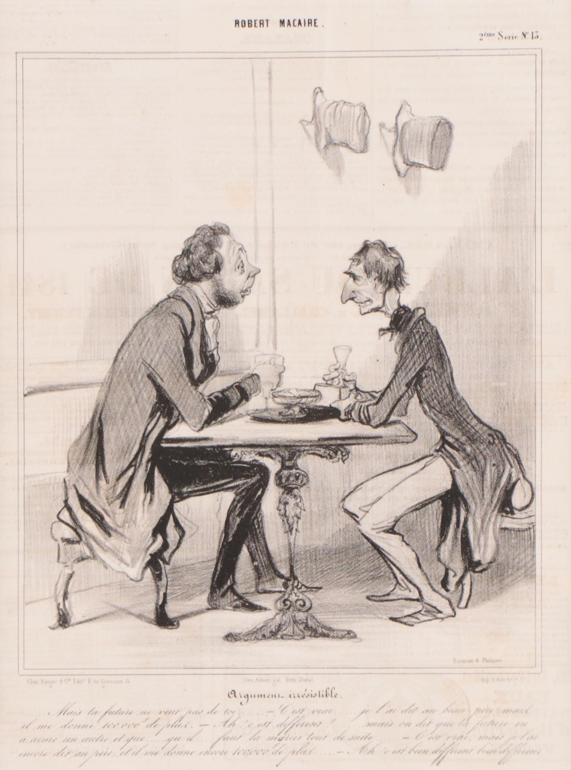 Honoré Daumier Political Cartoon Lithograph "Argument Irresistable"