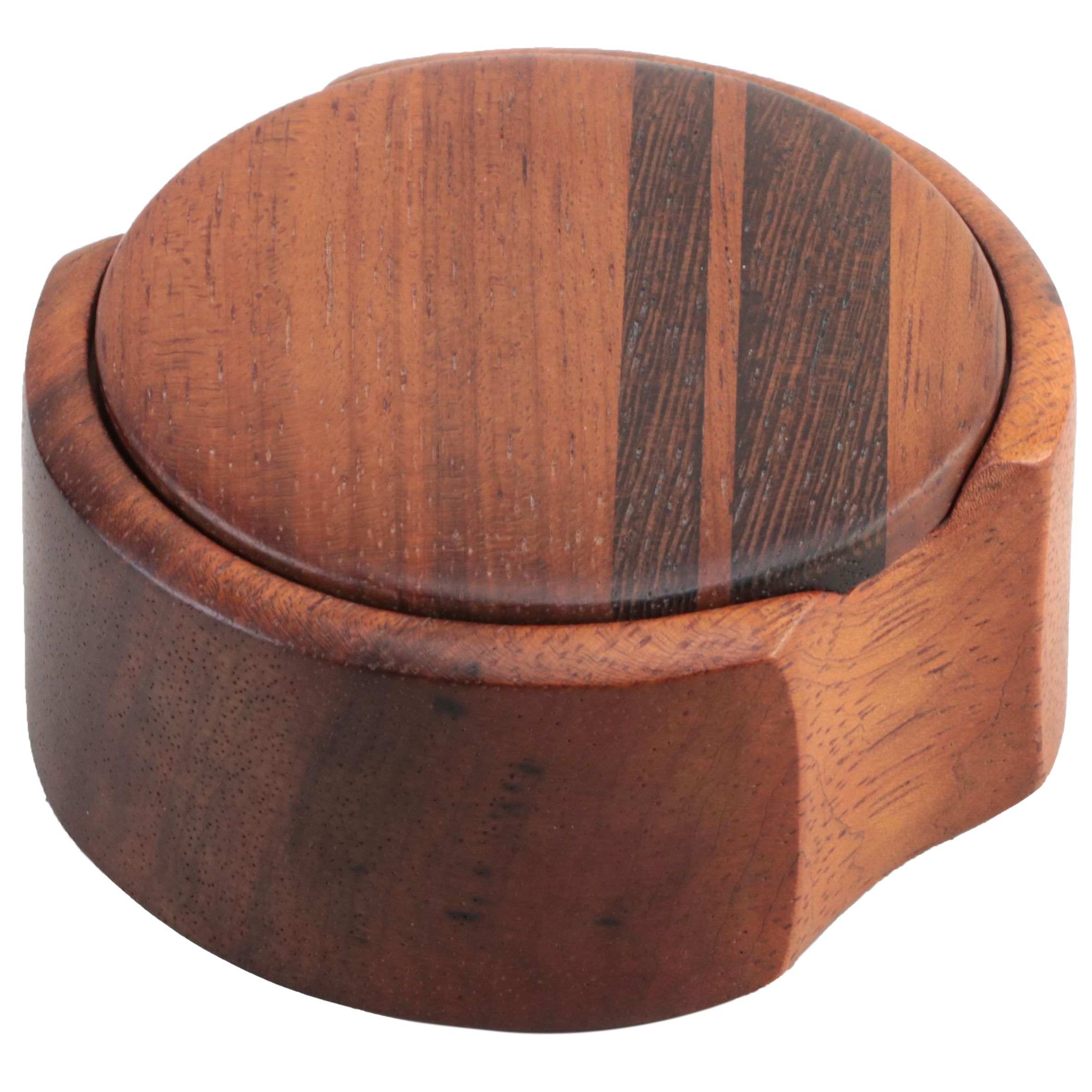 Artist Signed Walnut and Padouk Inlaid Wooden Box, 1984