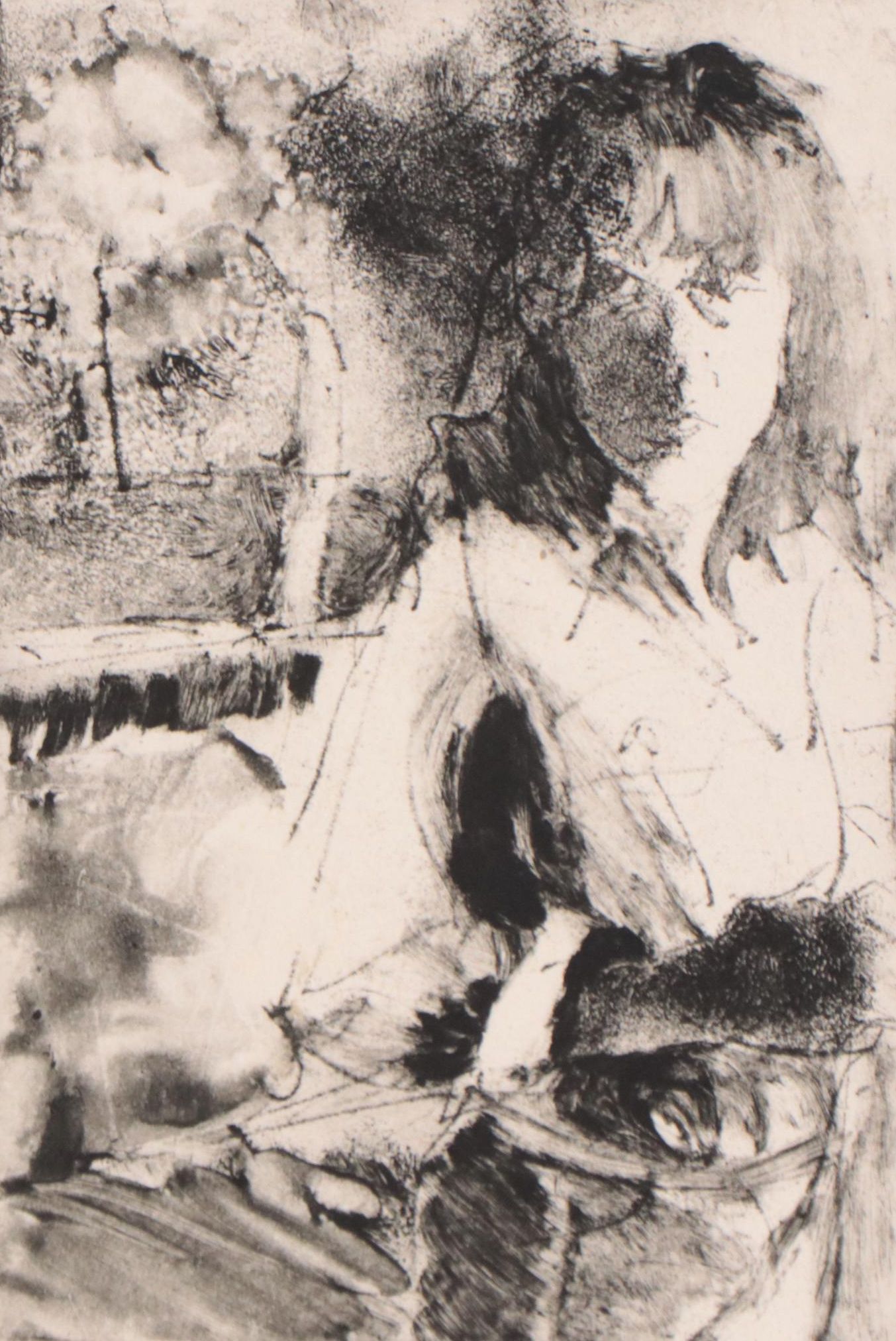 Joanne Fogle Monoprint of Abstract Portrait, Late 20th Century