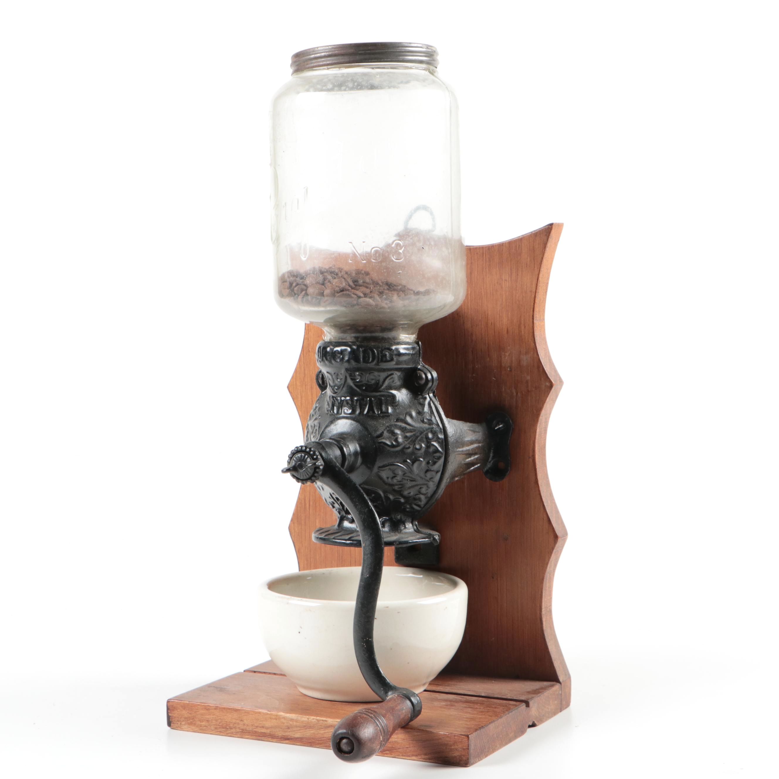 Crystal Arcade Hand Crank Wall Mount Coffee Grinder with Ceramic Bowl