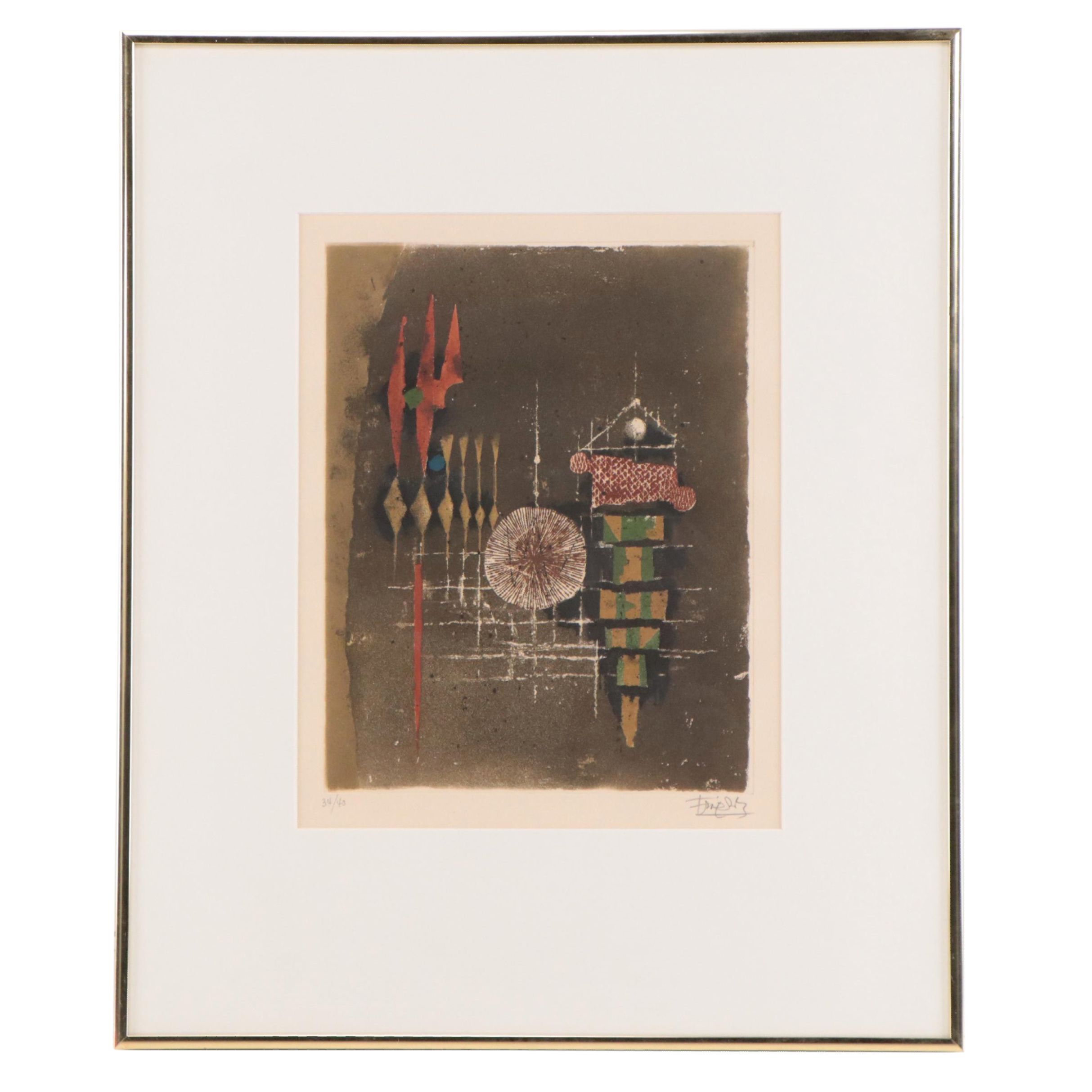 Johnny Gotthard Friedlaender Abstract Etching from "Illuminations" Suite, 1979