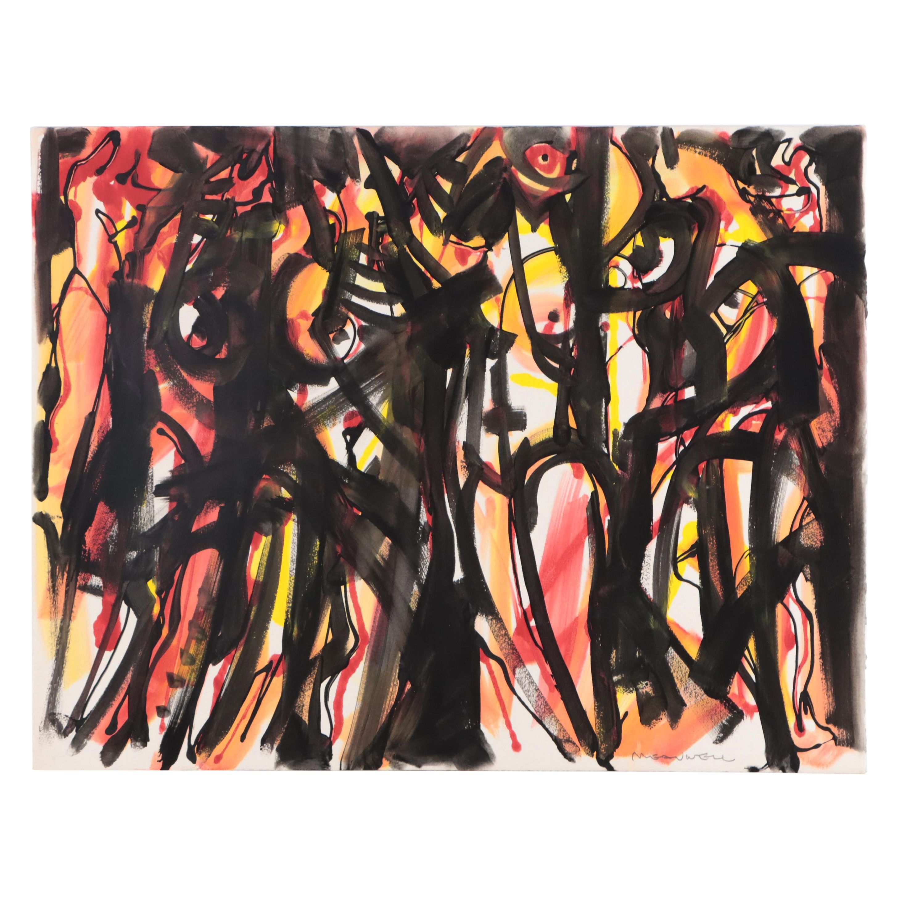 Jack Meanwell Expressionist Figurative Mixed Media Painting