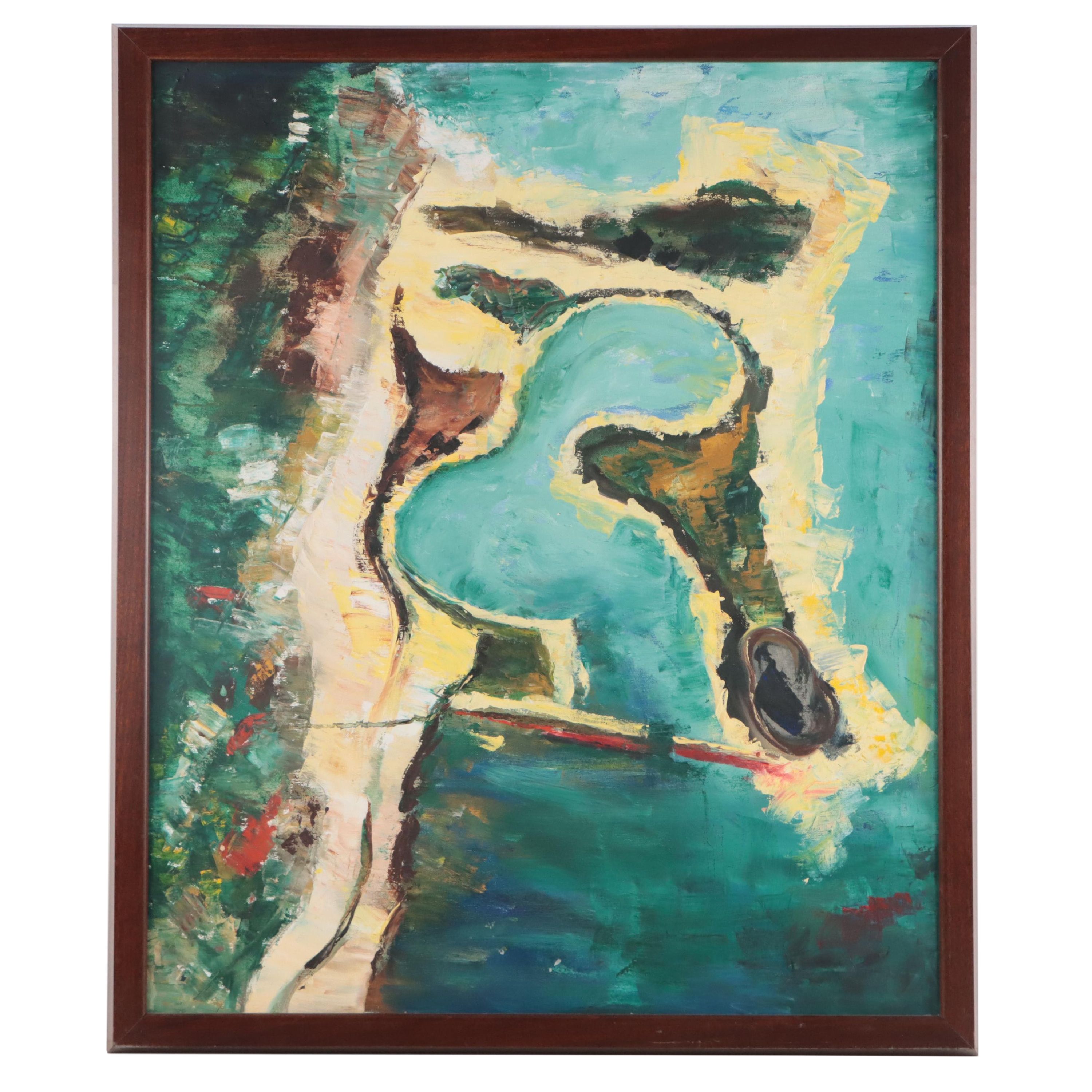 Ruby S. Blackwelder Oil Painting "NU Lakefill Campus," Circa 1960