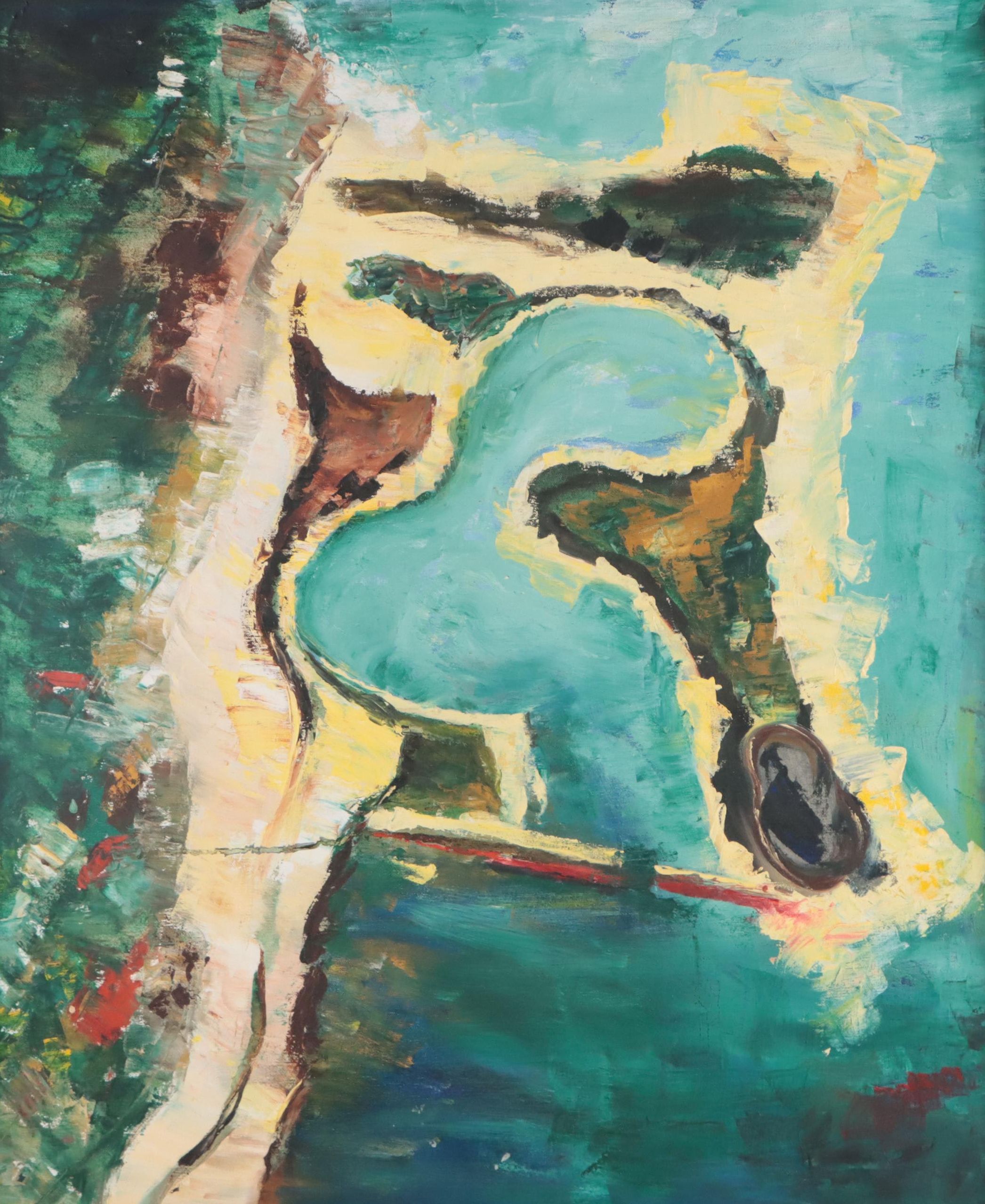 Ruby S. Blackwelder Oil Painting "NU Lakefill Campus," Circa 1960