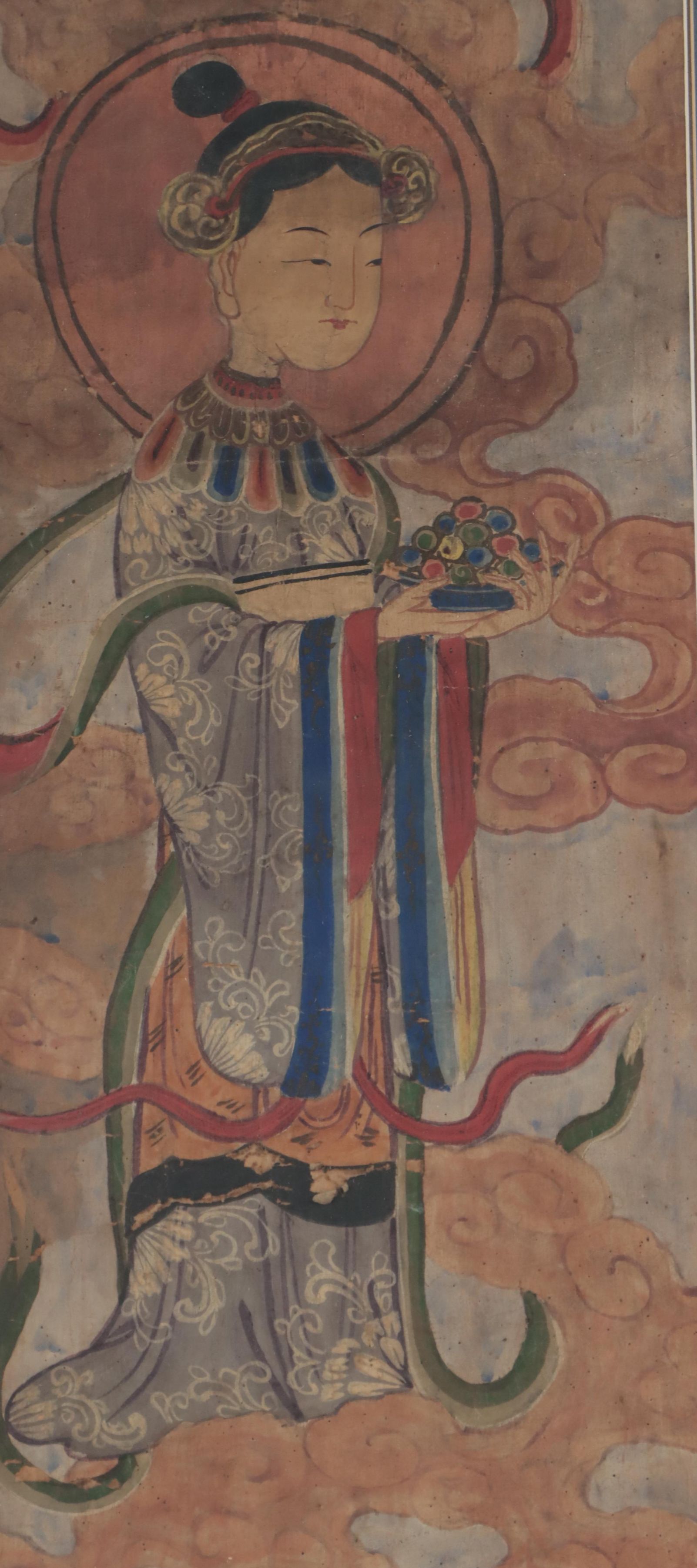 Chinese Taoist Gouache Painting of an Attendant, Circa 1850