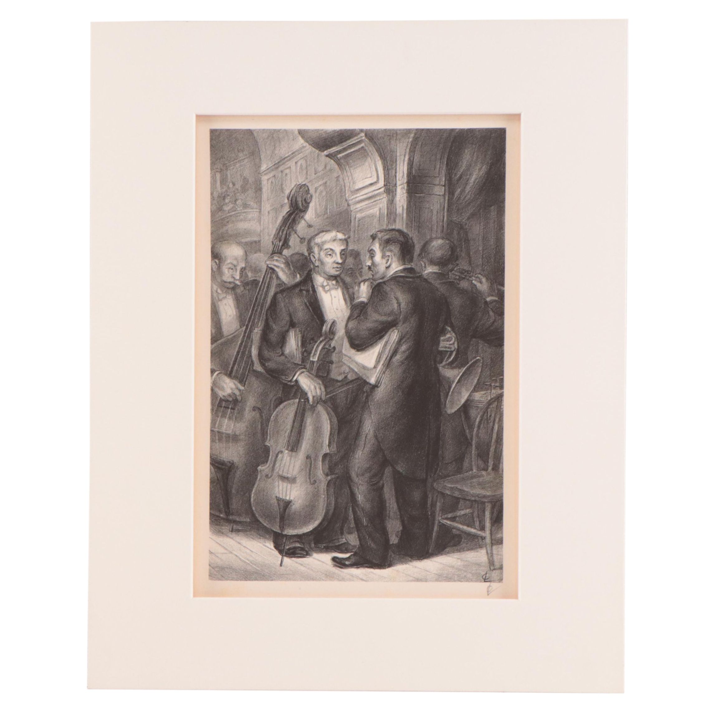Charles Locke Lithograph "Intermission," Mid-20th Century