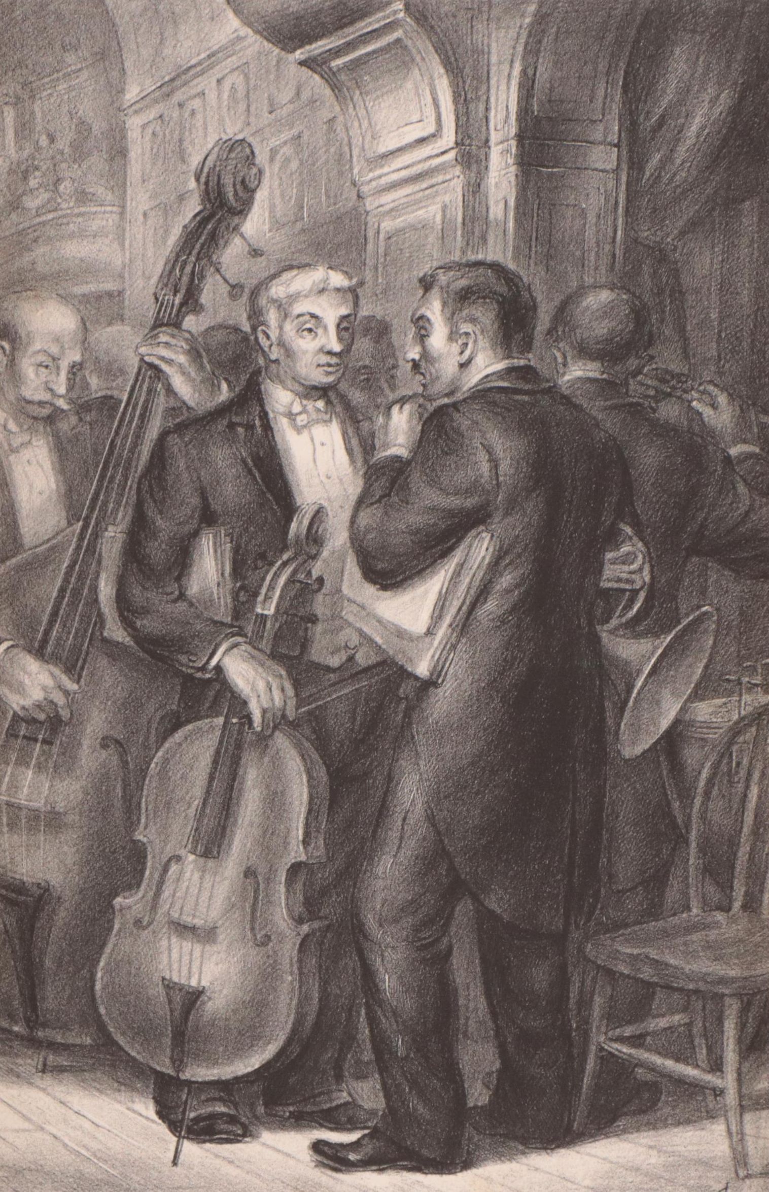 Charles Locke Lithograph "Intermission," Mid-20th Century