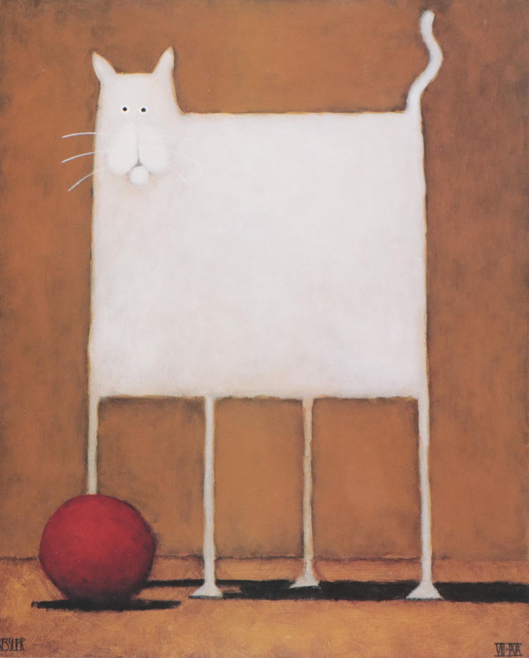 Offset Lithograph After Daniel Patrick Kessler of Cat With Ball of Yarn