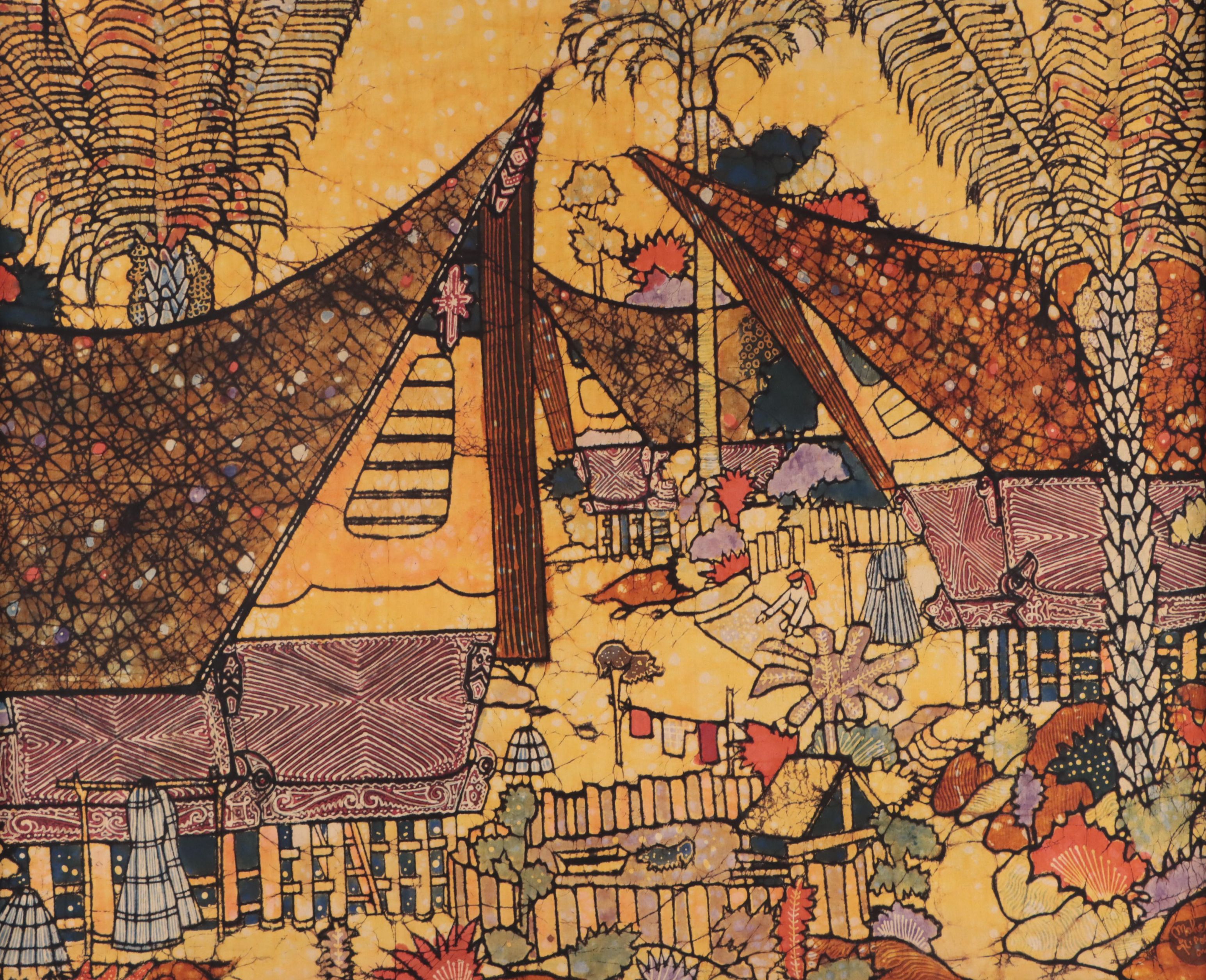 Mahera Oentara Batik Textile of Village, Medan, Indonesia, Circa 1970