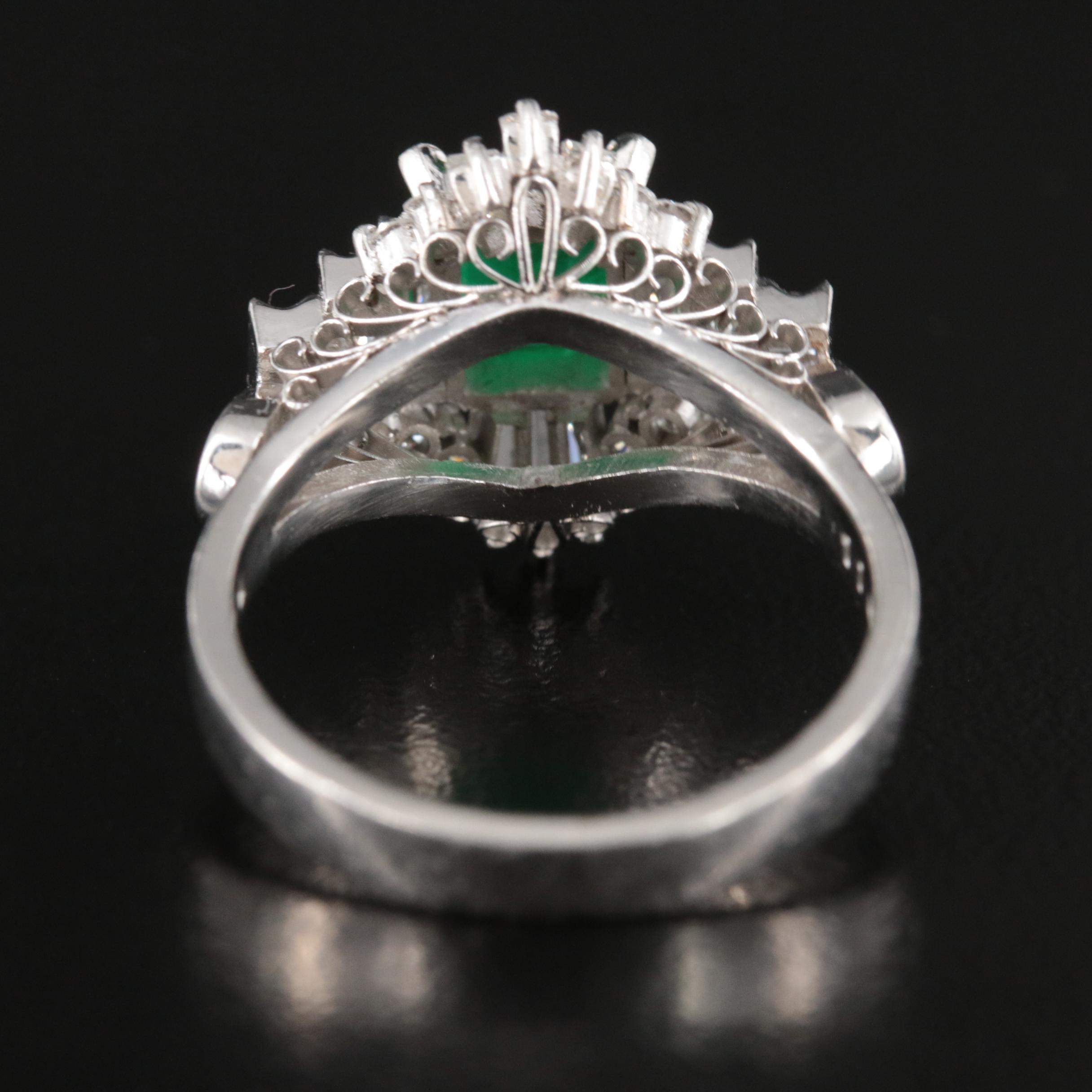 Platinum 1.10 CT Emerald and 1.02 CTW Diamond Ring with GIA Report
