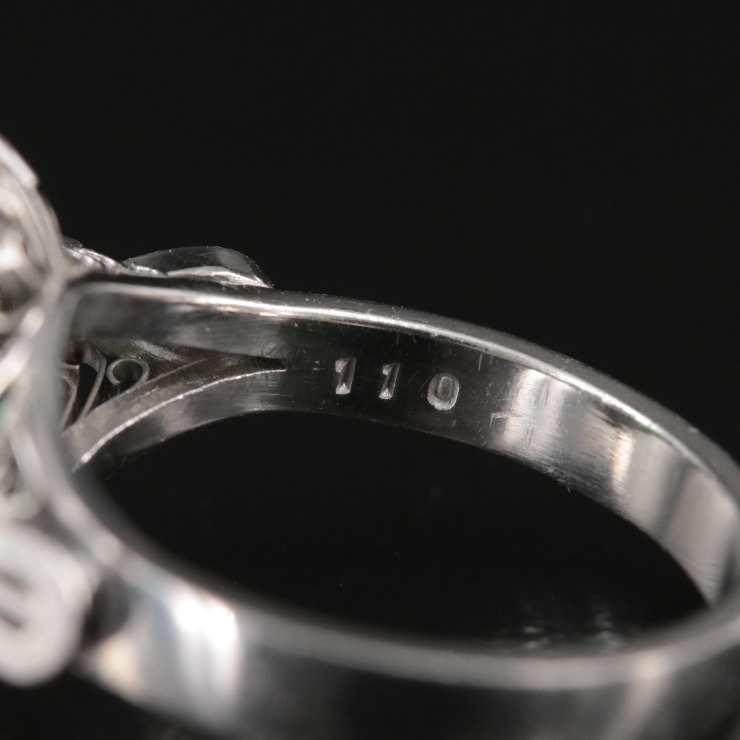 Platinum 1.10 CT Emerald and 1.02 CTW Diamond Ring with GIA Report