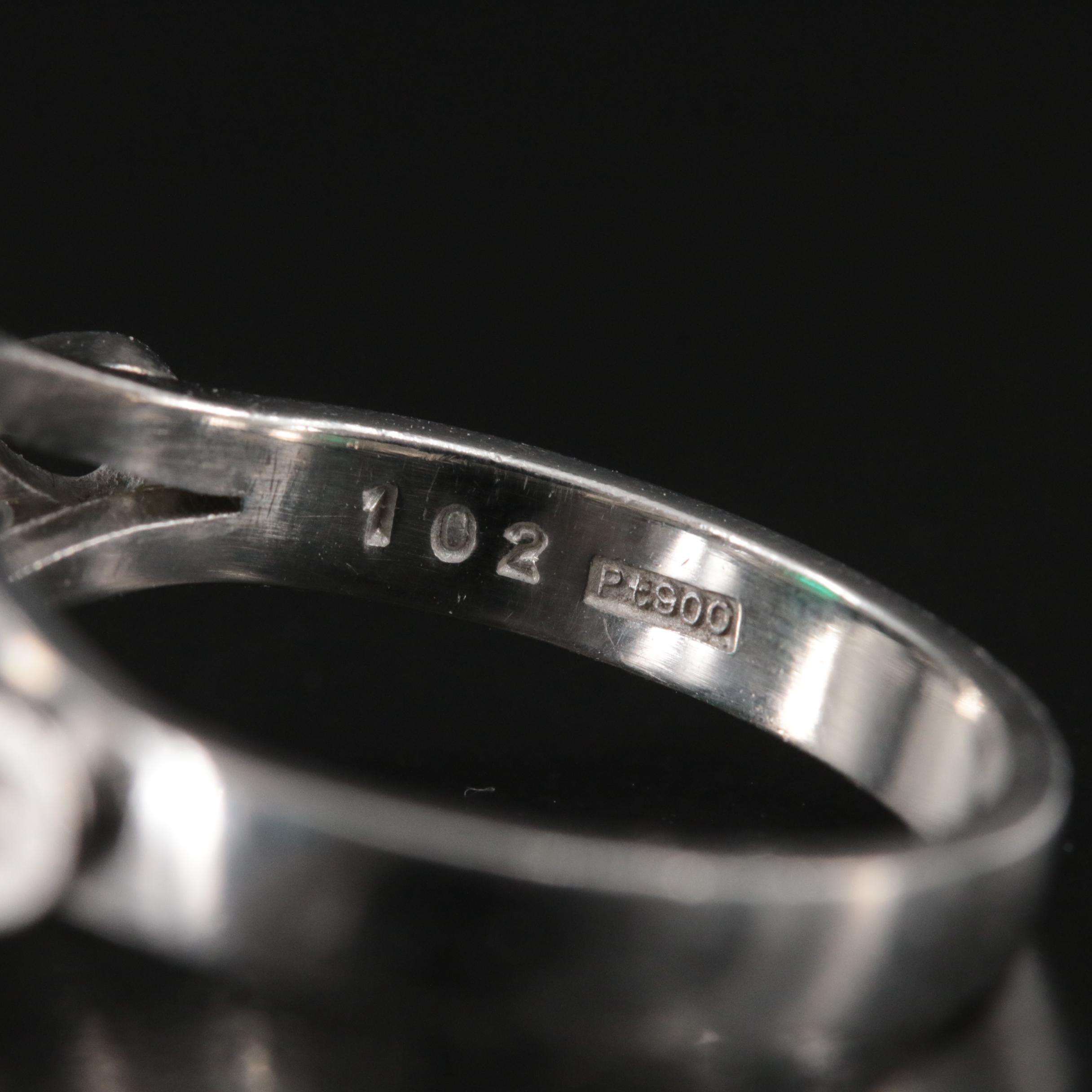 Platinum 1.10 CT Emerald and 1.02 CTW Diamond Ring with GIA Report